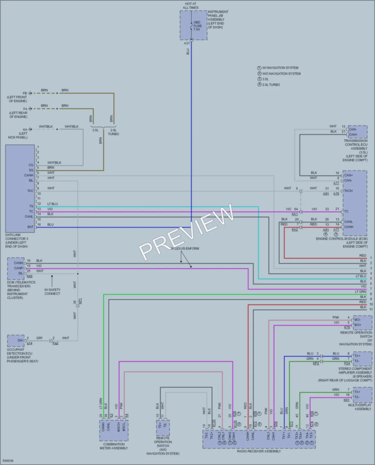 2016 Lexus IS200t Computer Data Lines wiring diagram preview