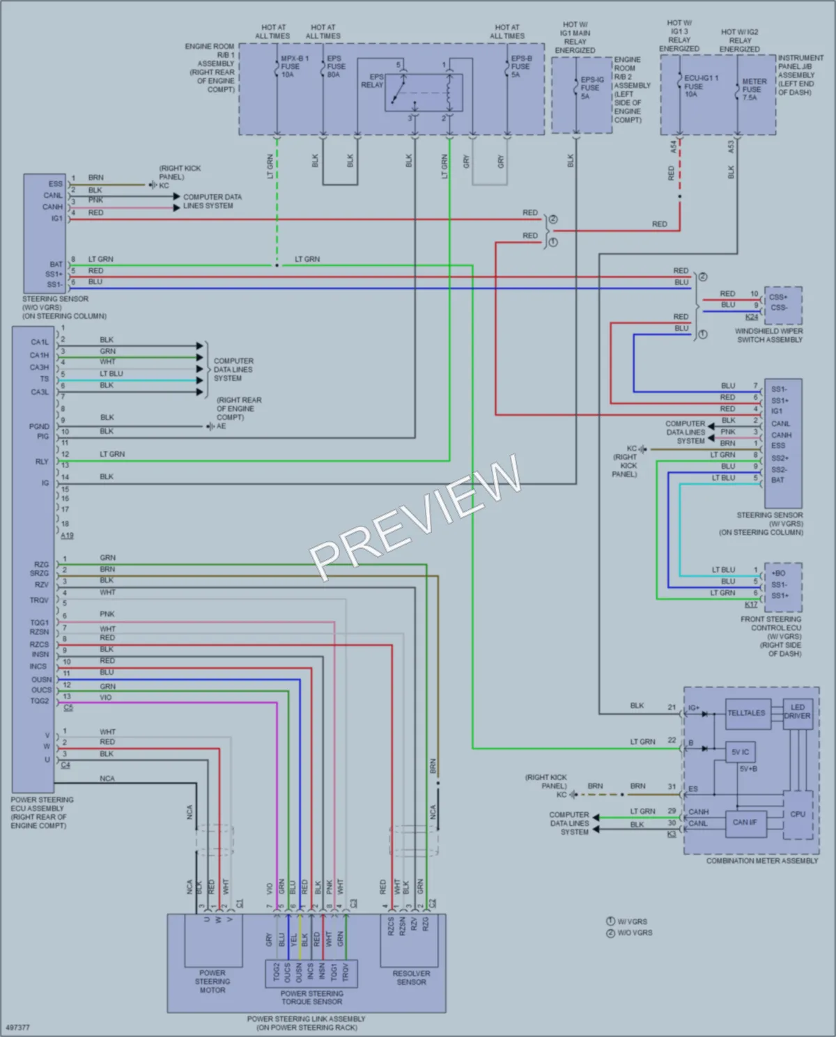 2016 Lexus IS200t Electronic Power Steering wiring diagram preview