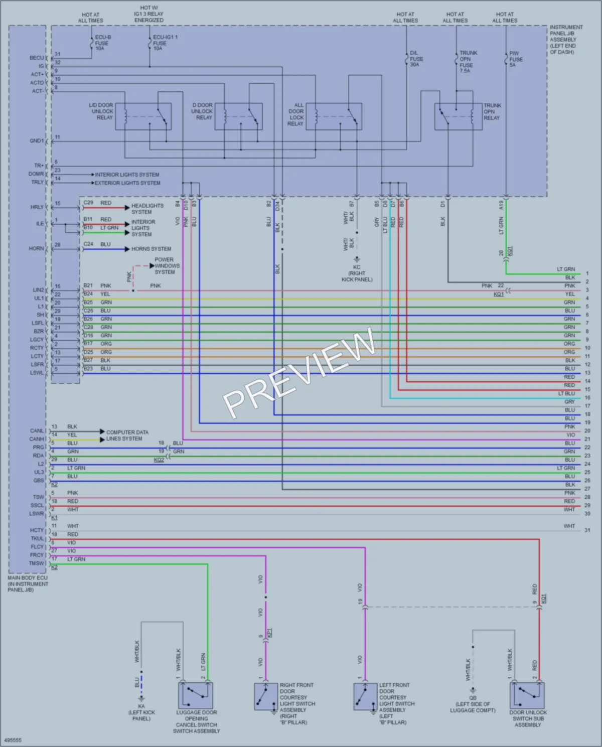2016 Lexus IS200t Power Door Locks wiring diagram preview