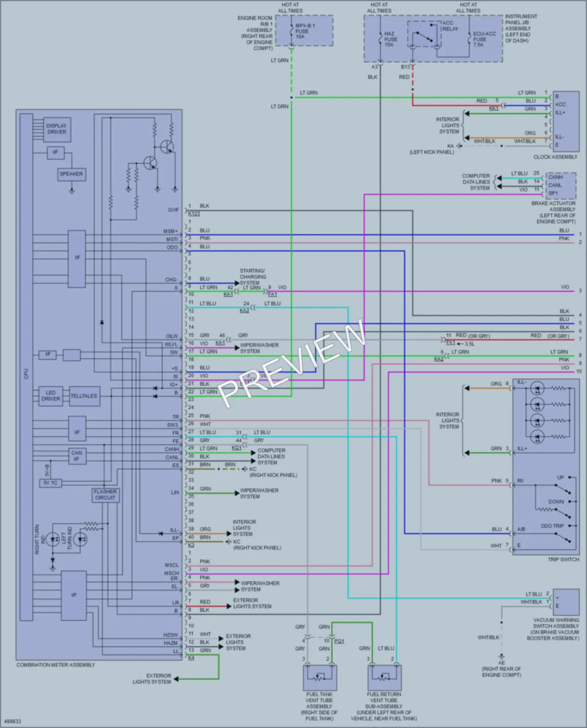 2016 Lexus IS300 Instrument Cluster wiring diagram preview