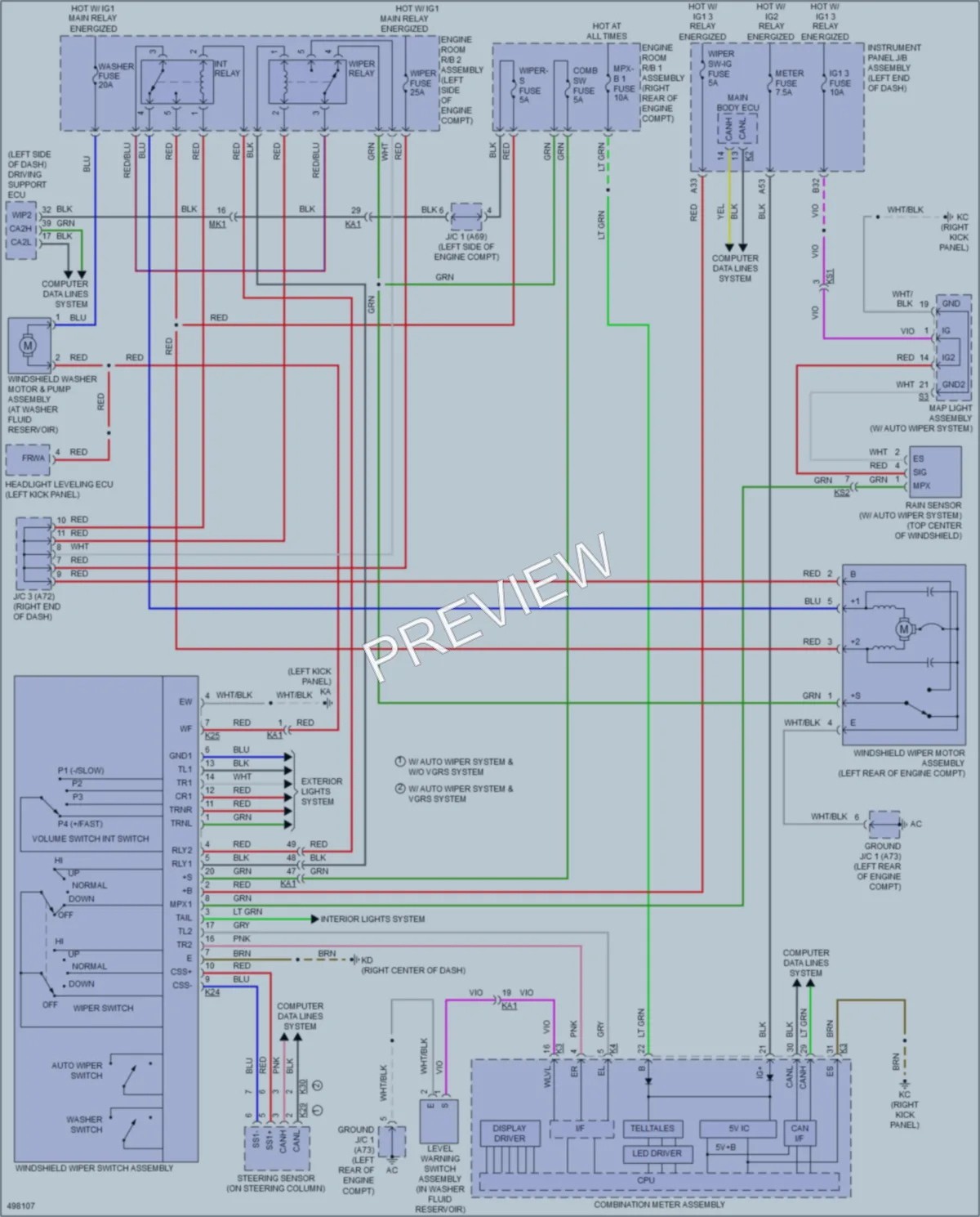 2016 Lexus IS300 Wiper Washer wiring diagram preview