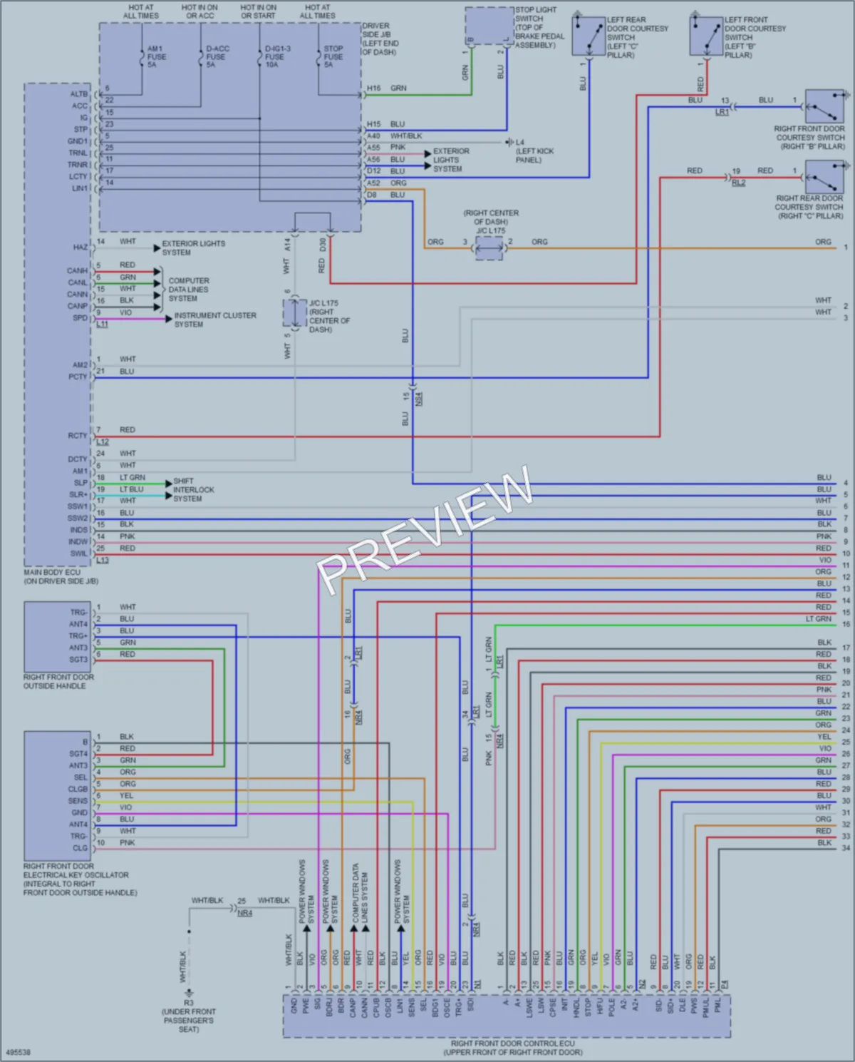2016 Lexus LS460 Power Door Locks wiring diagram preview