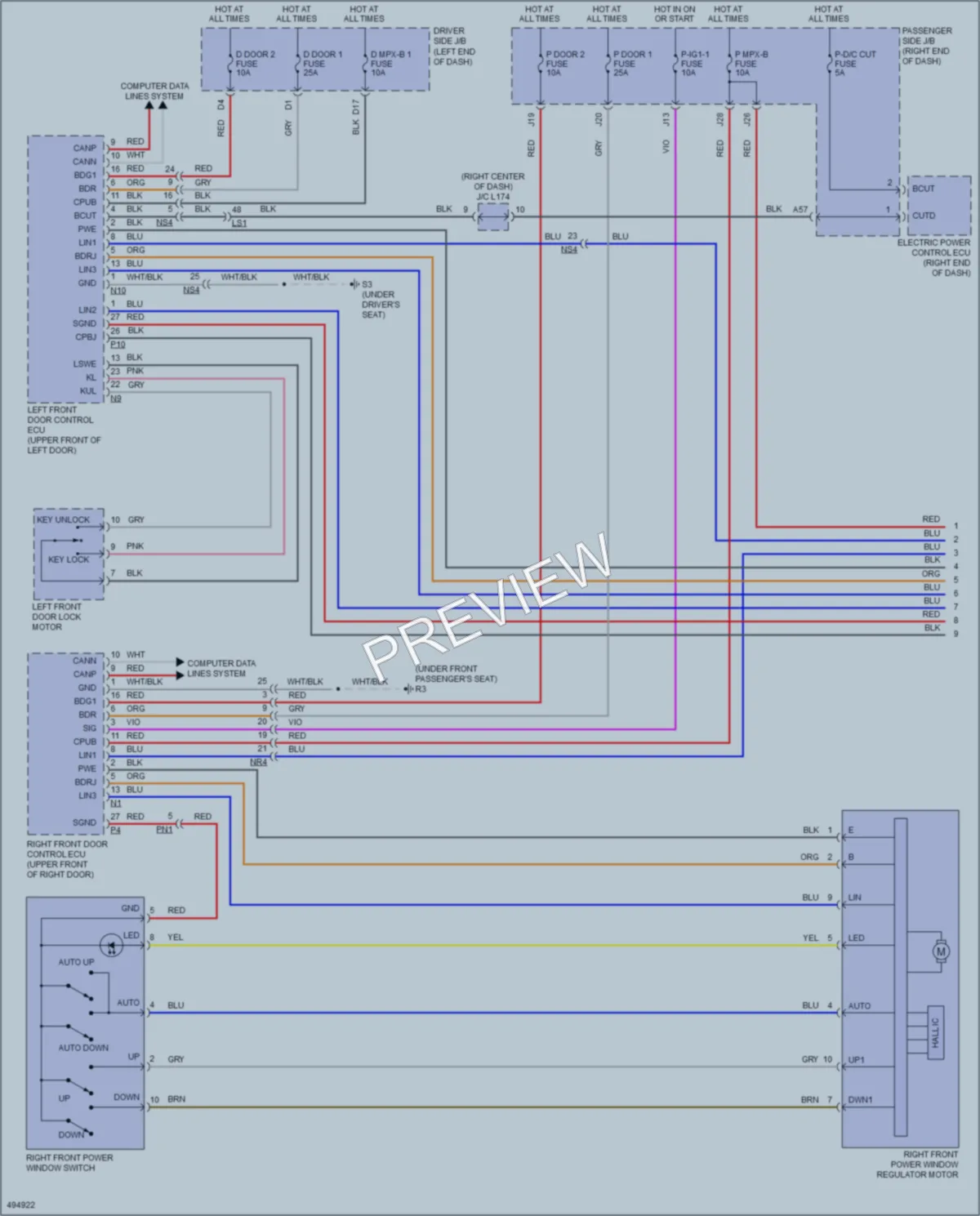 2016 Lexus LS460 Power Windows wiring diagram preview