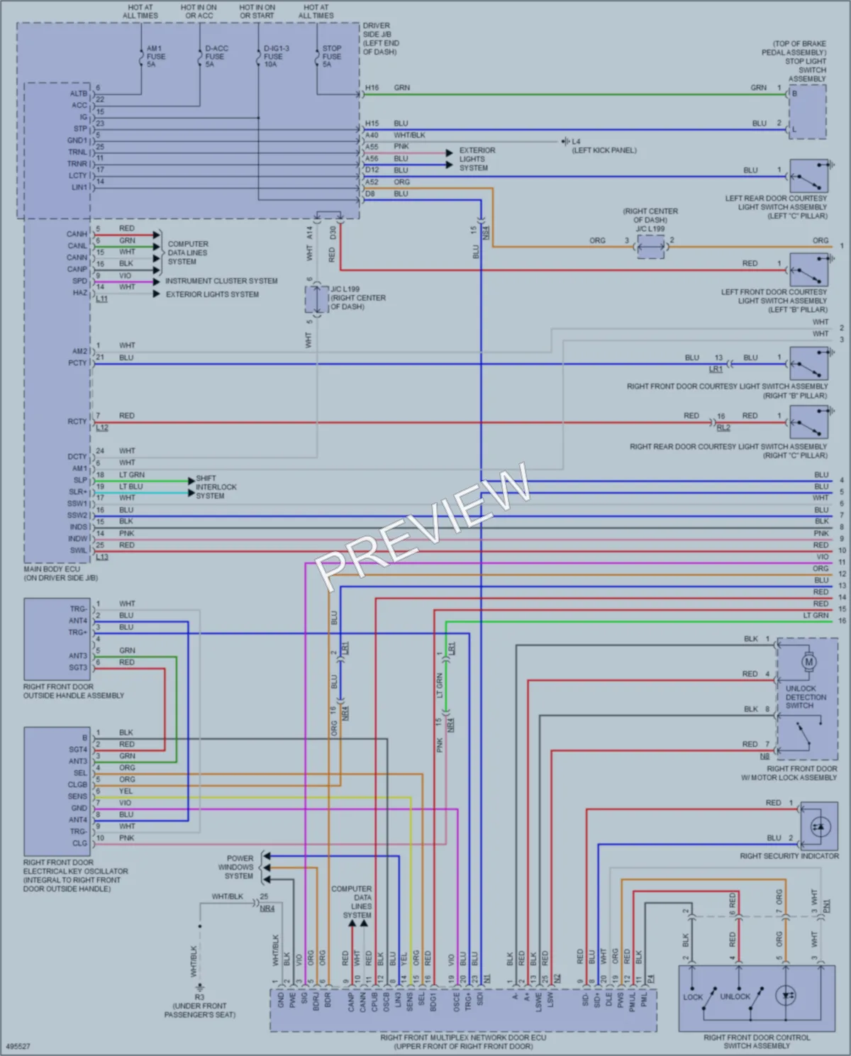 2016 Lexus LS600h Power Door Locks wiring diagram preview