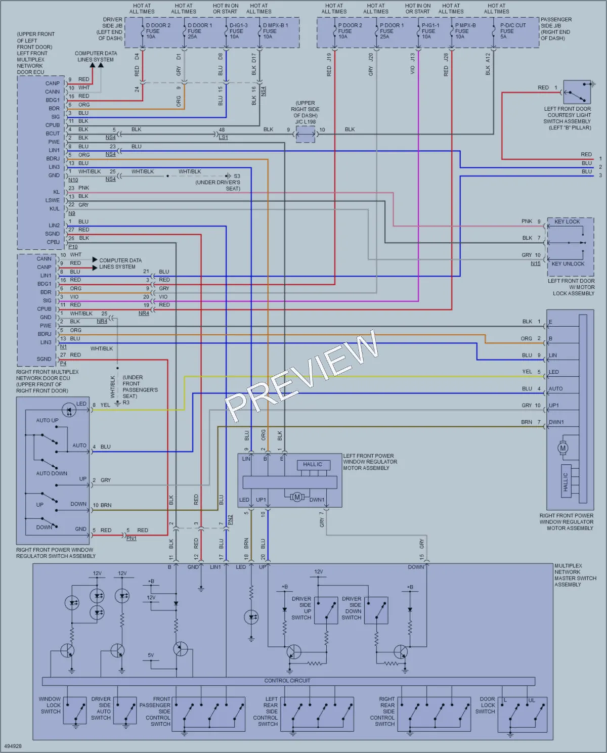 2016 Lexus LS600h Power Windows wiring diagram preview