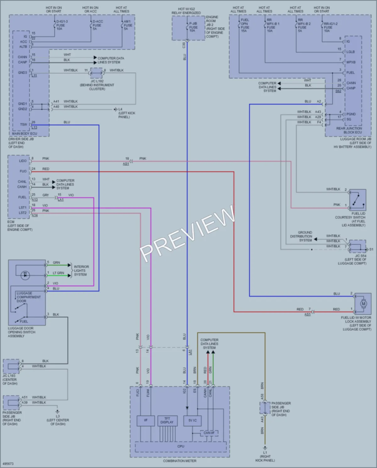 2016 Lexus LS600h Trunk Tailgate Fuel Door wiring diagram preview