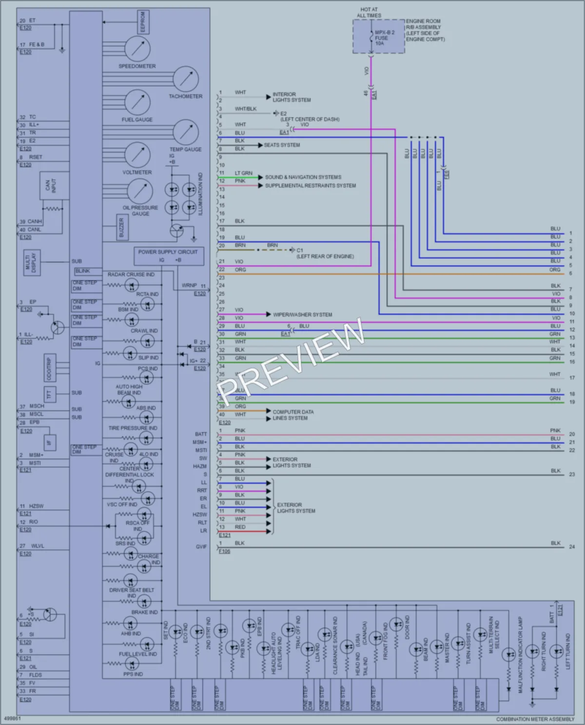 2016 Lexus LX570 Instrument Cluster wiring diagram preview