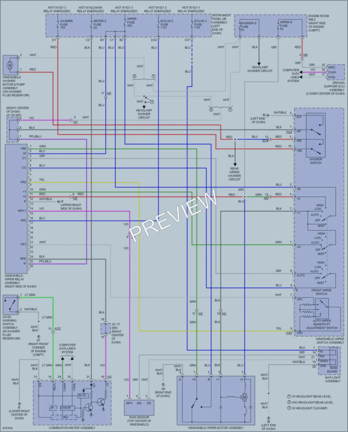 2016 Lexus NX200t Wiper Washer wiring diagram preview