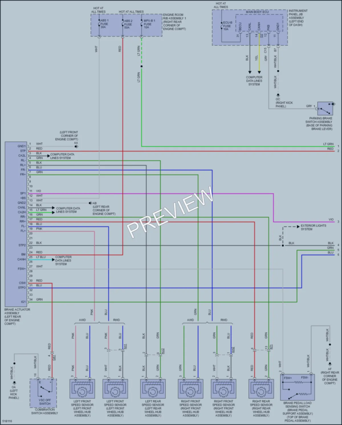 2016 Lexus RC200t Anti Lock Brakes wiring diagram preview