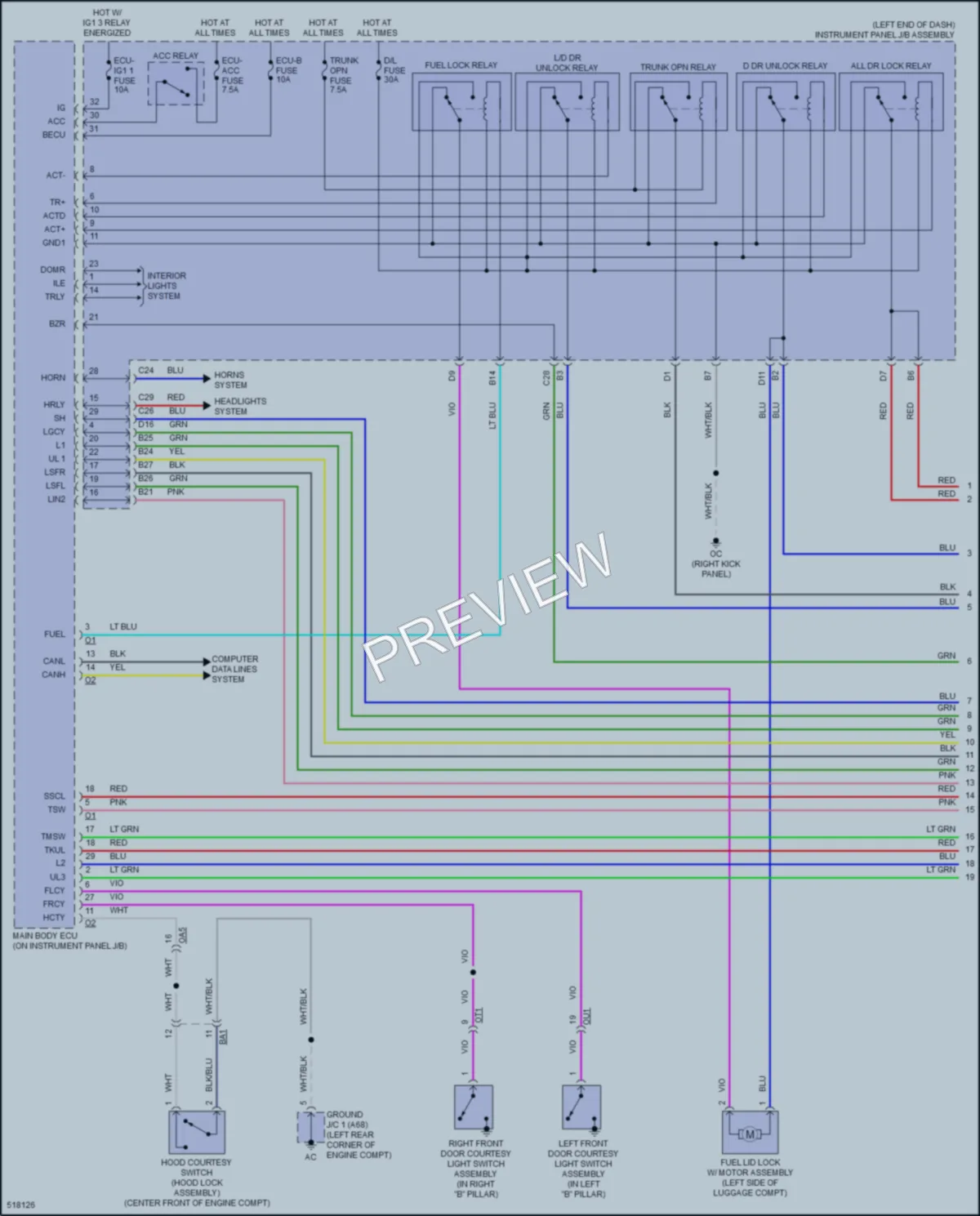 2016 Lexus RC200t Power Door Locks wiring diagram preview