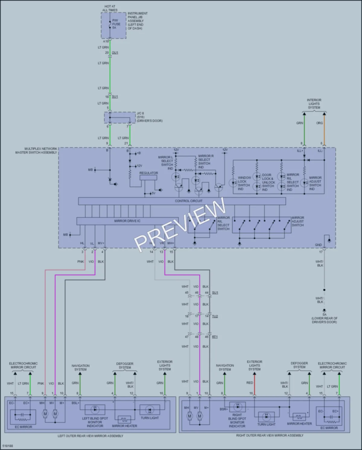 2016 Lexus RC200t Power Mirrors wiring diagram preview