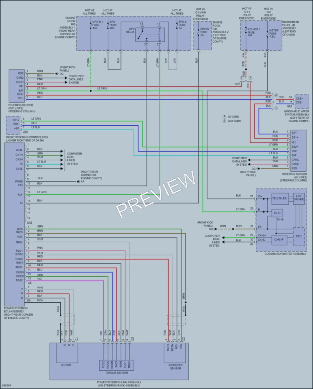 2016 Lexus RC300 Electronic Power Steering wiring diagram preview