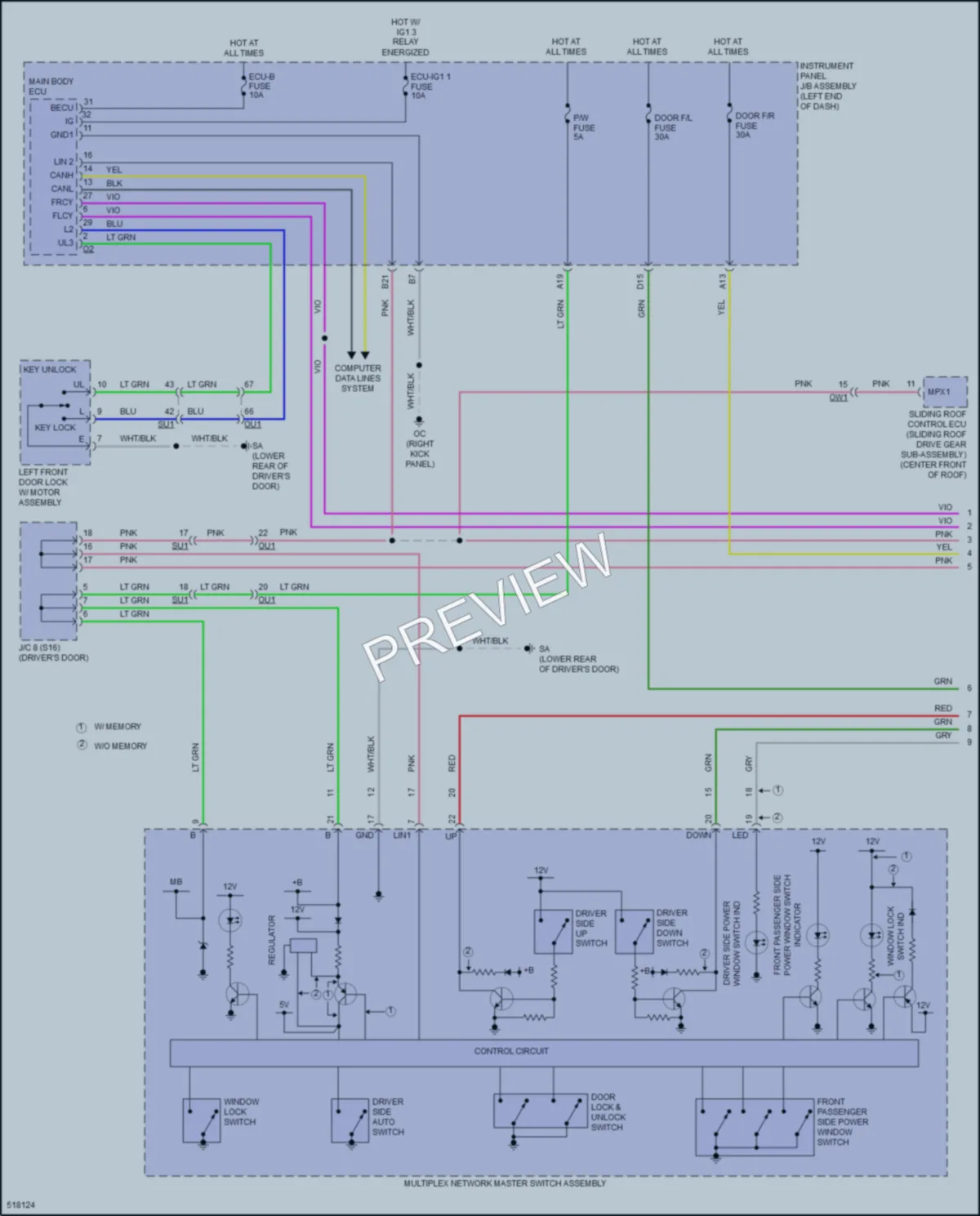 2016 Lexus RC350 Power Windows wiring diagram preview