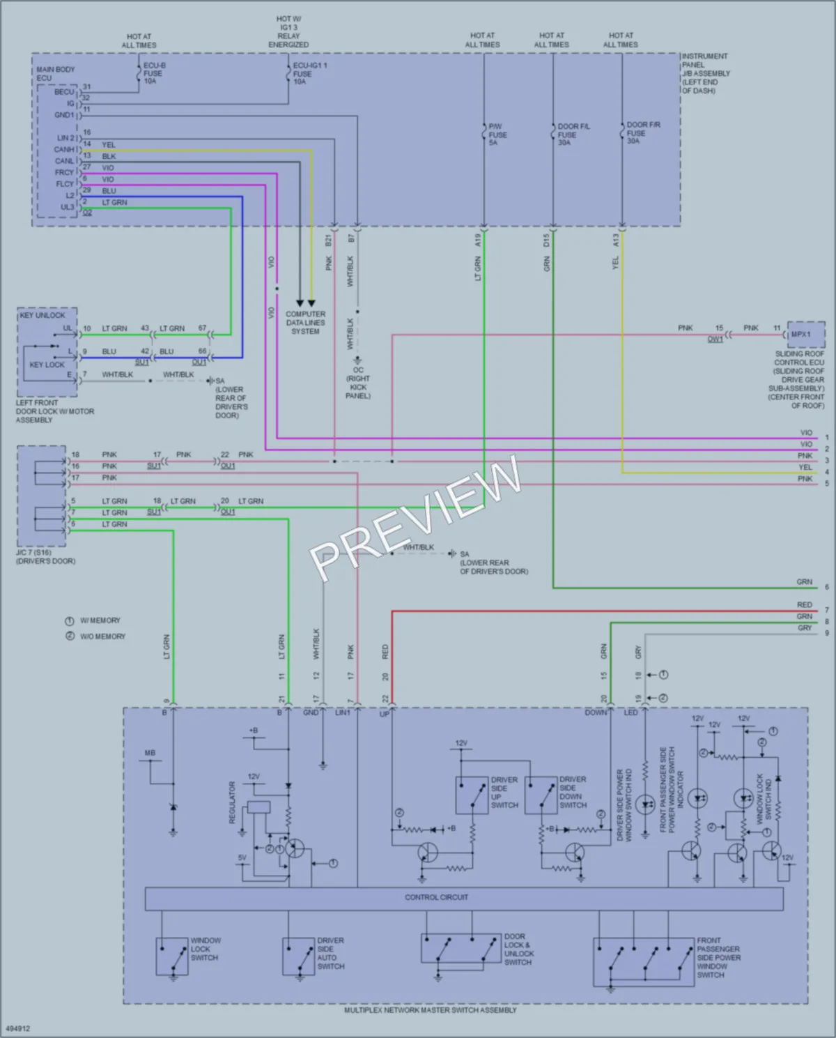 2016 Lexus RCF Power Windows wiring diagram preview