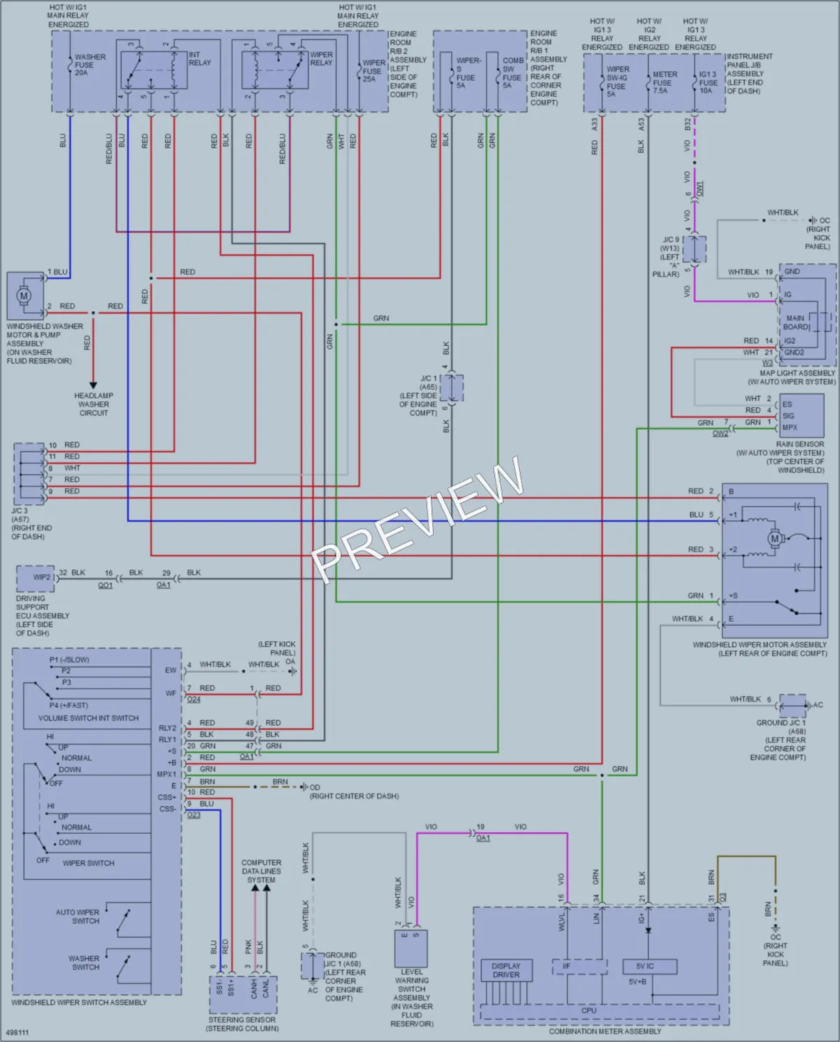 2016 Lexus RCF Wiper Washer wiring diagram preview