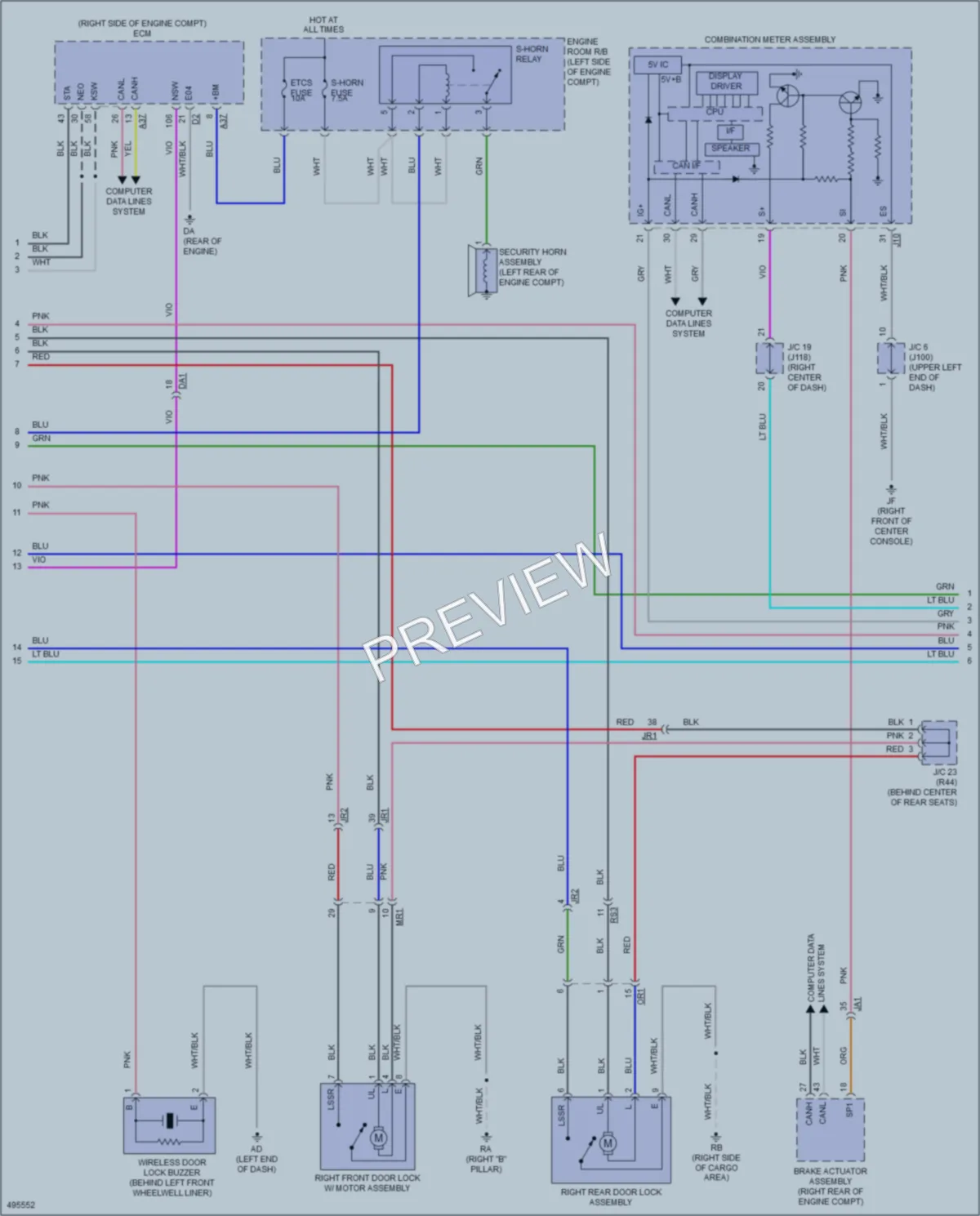 2016 Lexus RX350 Power Door Locks wiring diagram preview