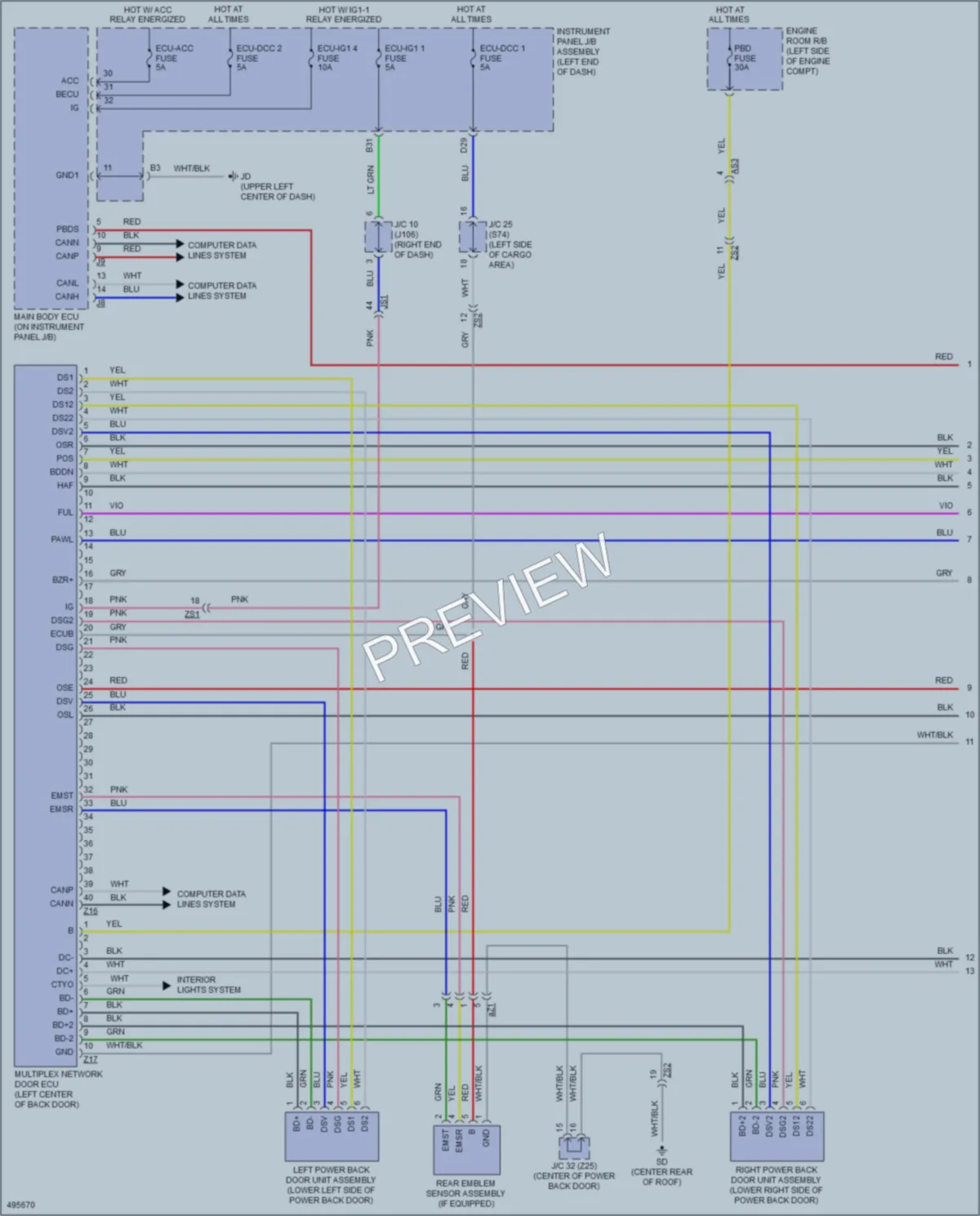 2016 Lexus RX350 Trunk Tailgate Fuel Door wiring diagram preview