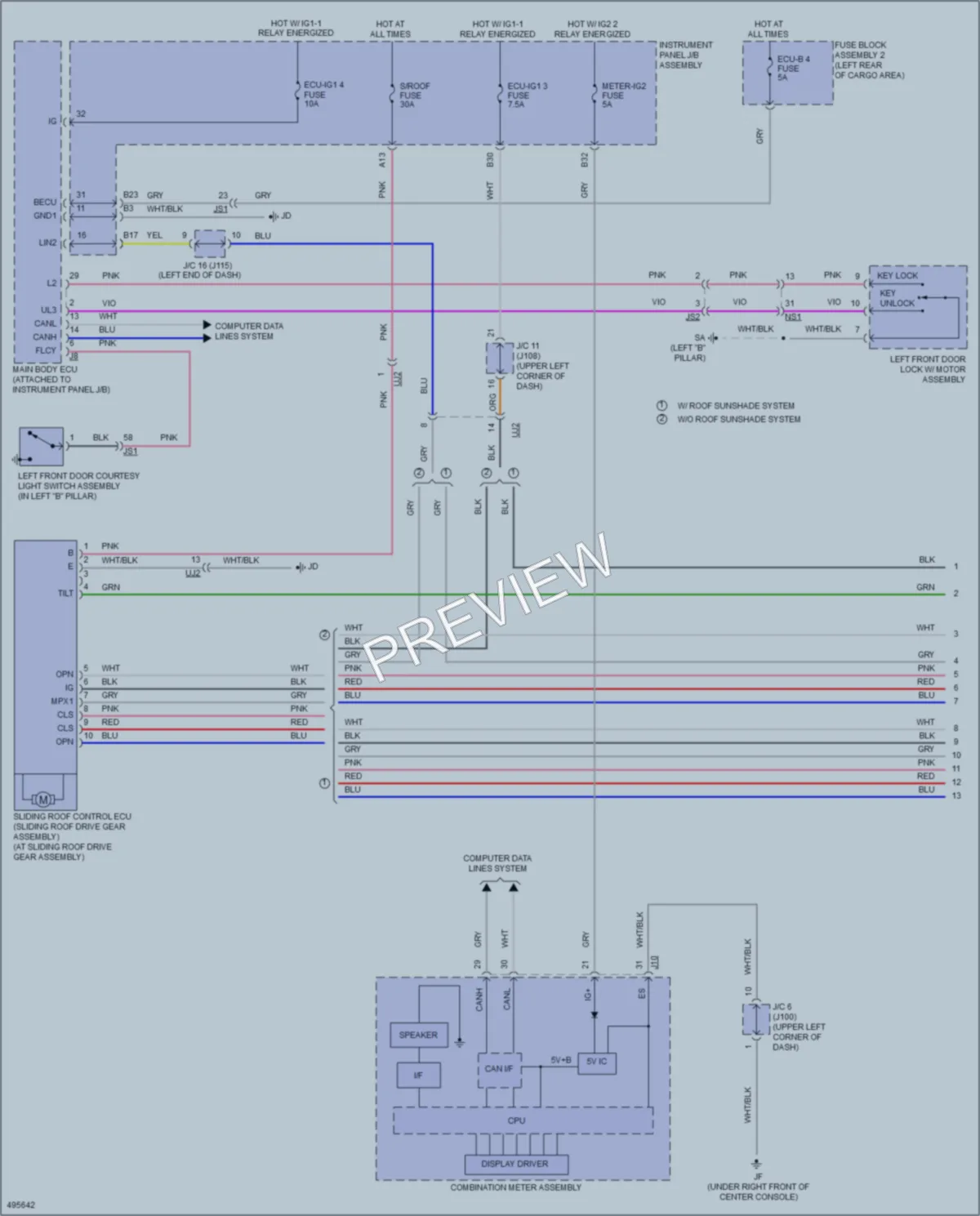 2016 Lexus RX450h Power Top Sunroof wiring diagram preview