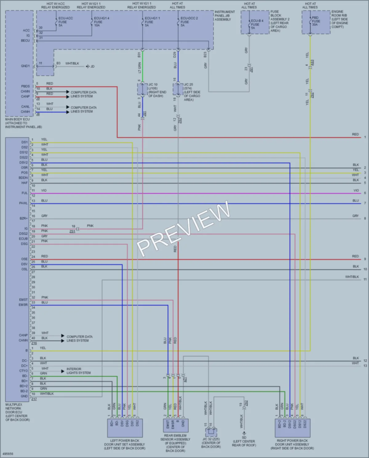 2016 Lexus RX450h Trunk Tailgate Fuel Door wiring diagram preview