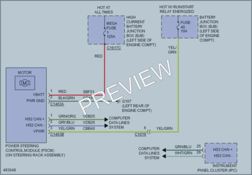 2016 Lincoln MKC Electronic Power Steering wiring diagram preview