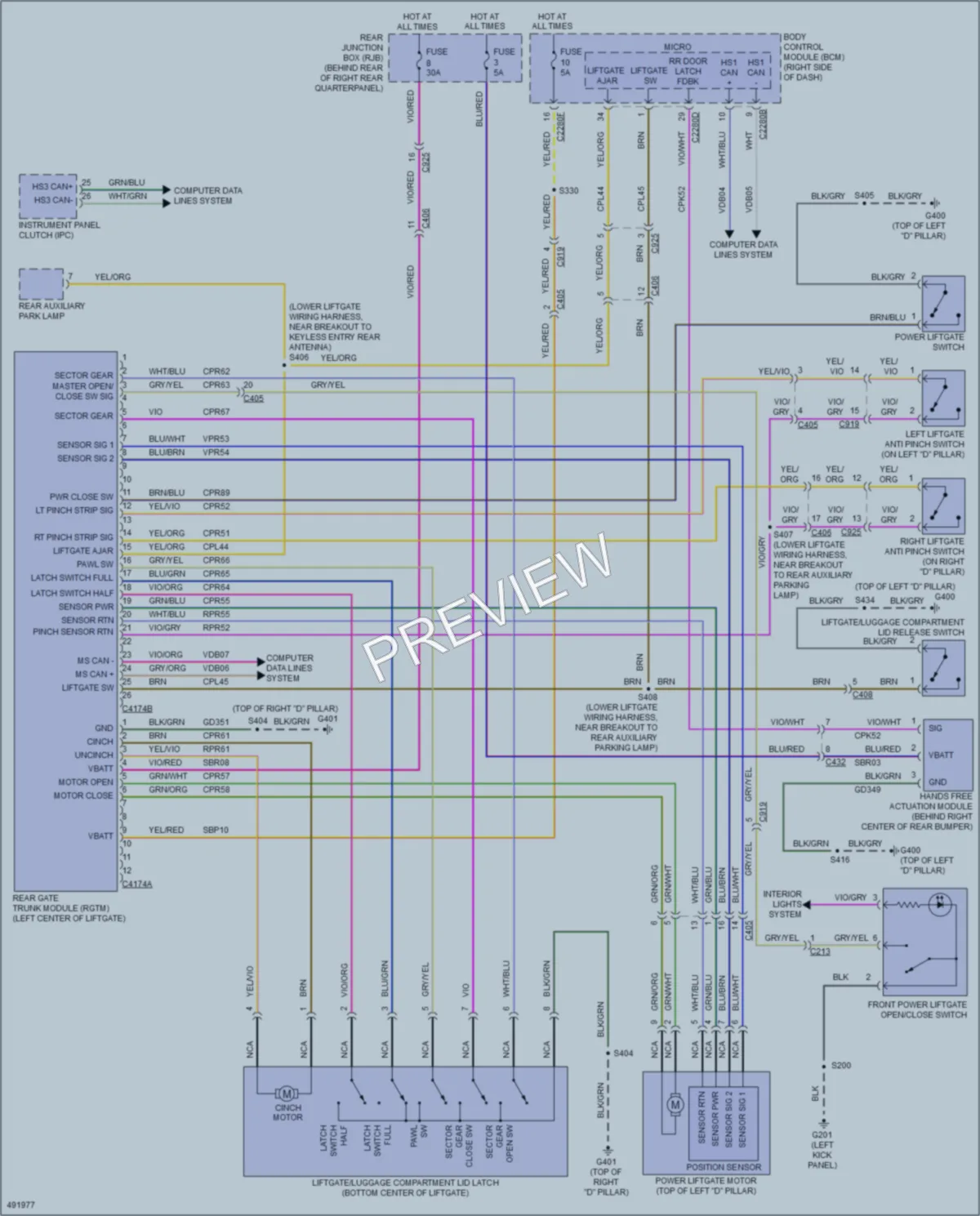 2016 Lincoln MKC Trunk Tailgate Fuel Door wiring diagram preview