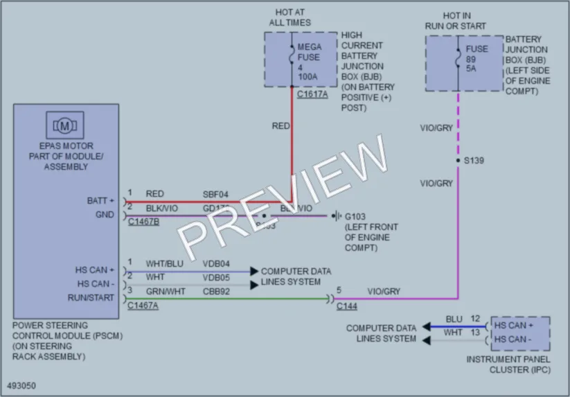 2016 Lincoln MKS Electronic Power Steering wiring diagram preview