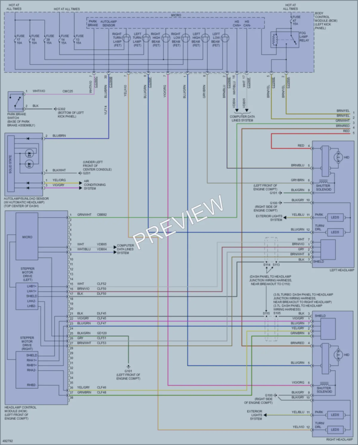 2016 Lincoln MKS Headlights wiring diagram preview