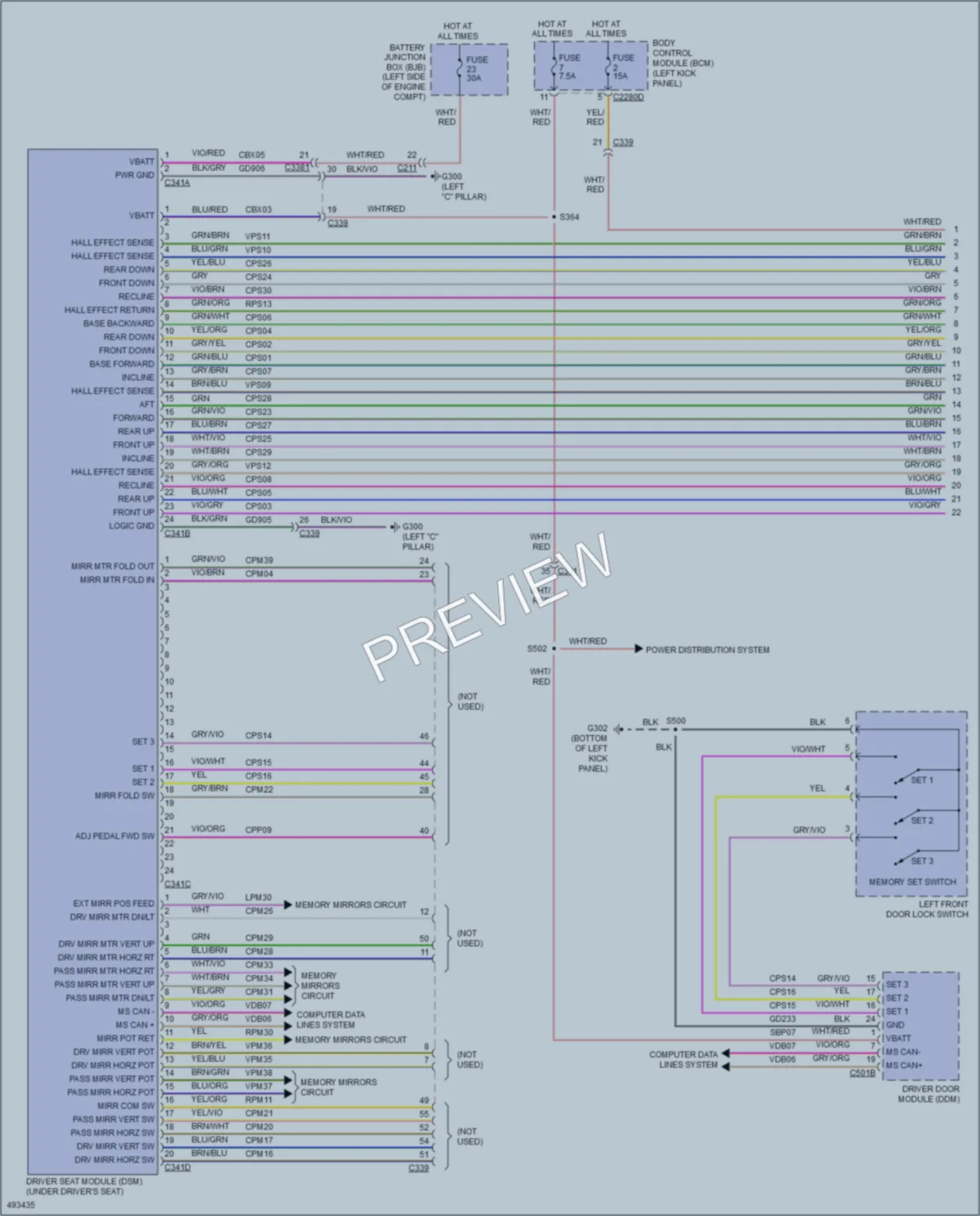 2016 Lincoln MKS Memory Systems wiring diagram preview