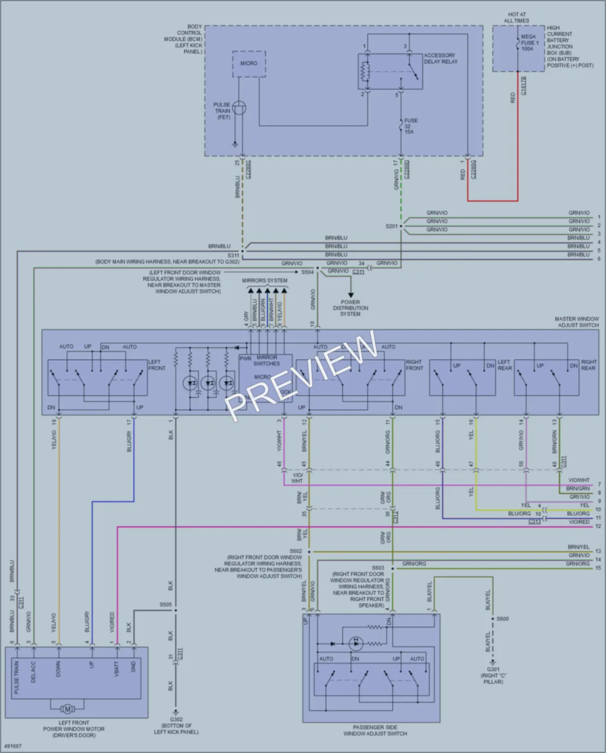 2016 Lincoln MKS Power Windows wiring diagram preview