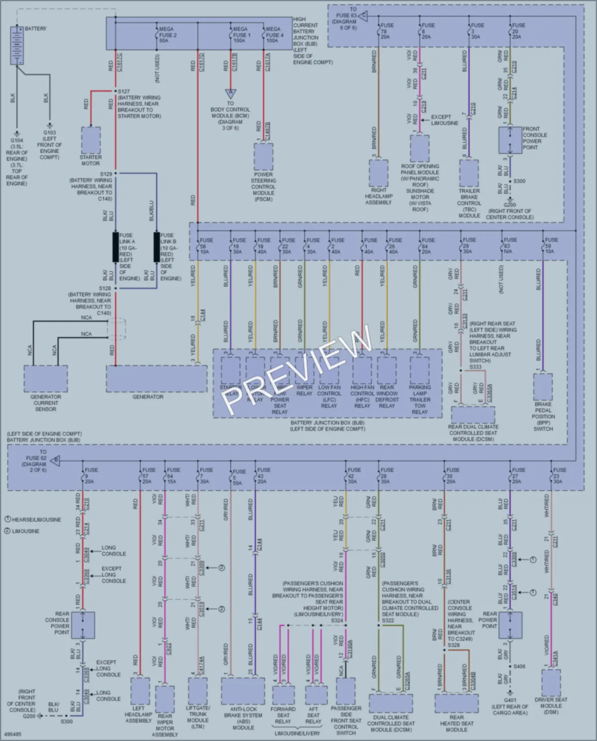 2016 Lincoln MKT Power Distribution wiring diagram preview