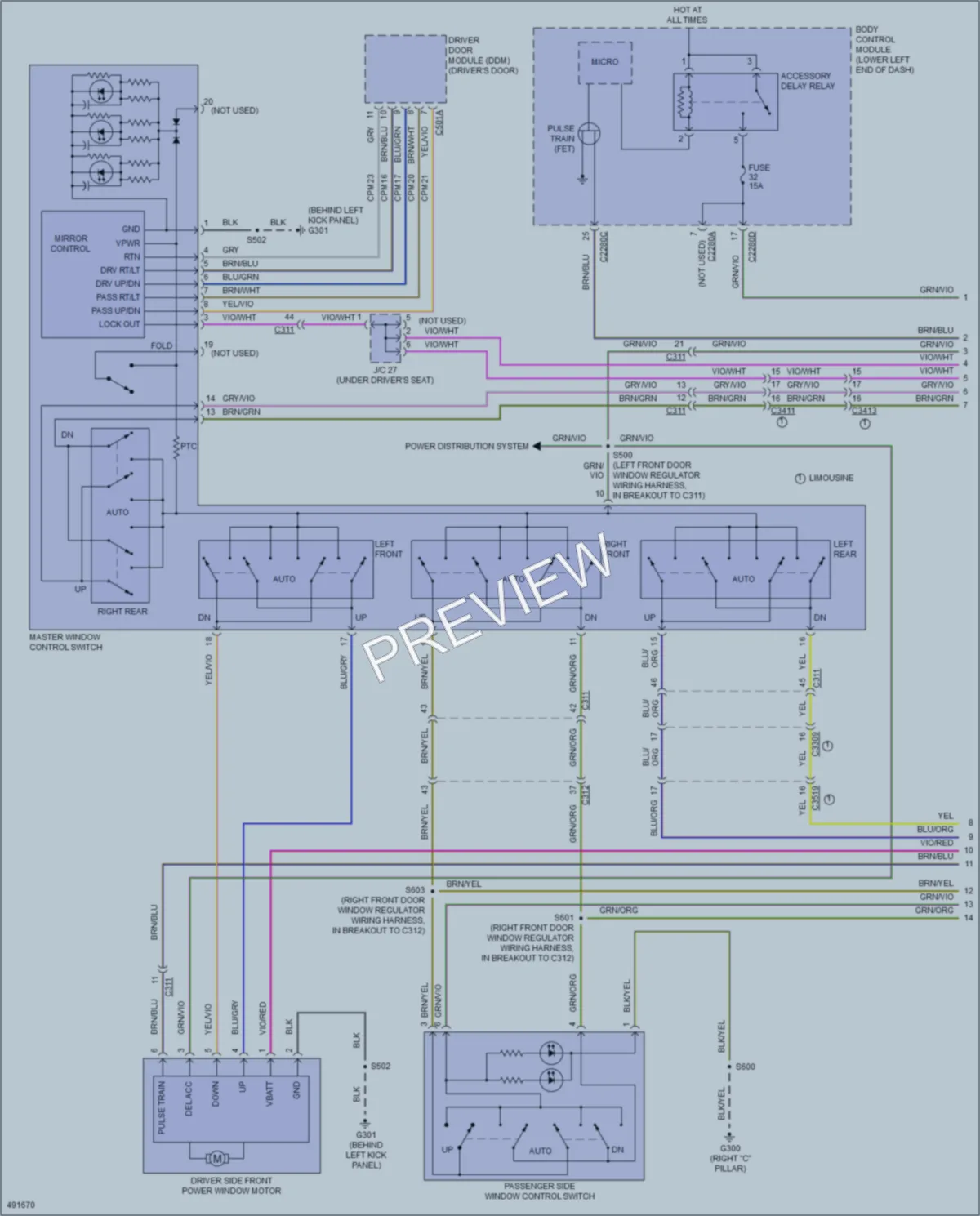 2016 Lincoln MKT Power Windows wiring diagram preview