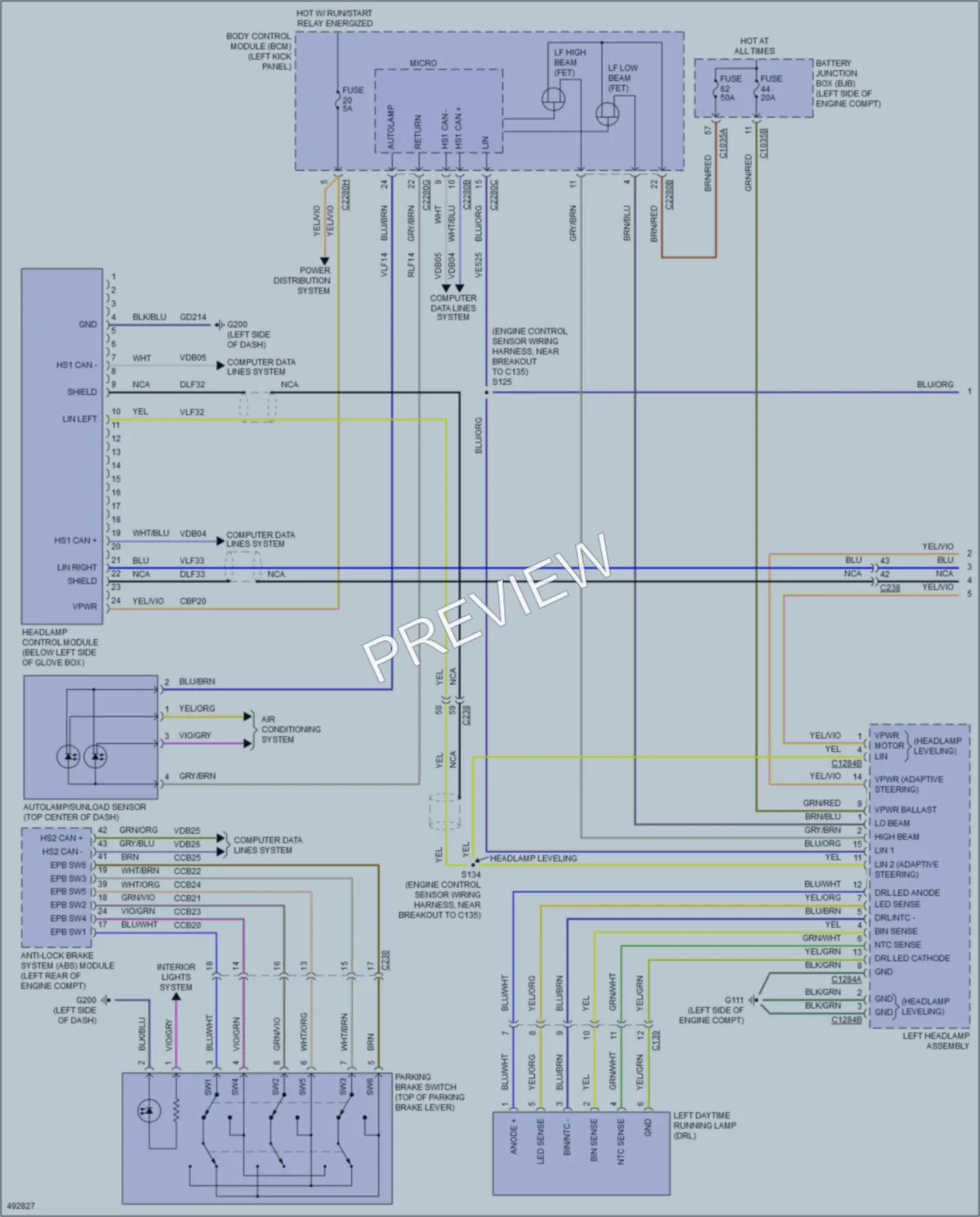 2016 Lincoln MKX Headlights wiring diagram preview