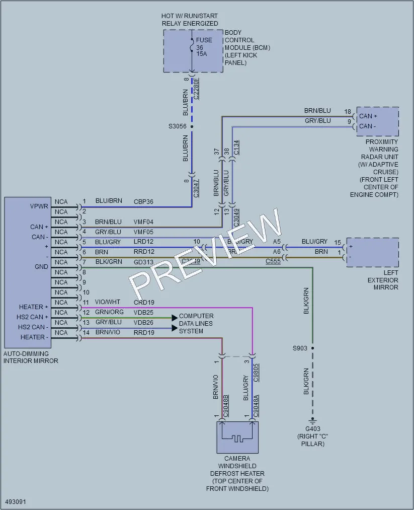 2016 Lincoln MKX Power Mirrors wiring diagram preview