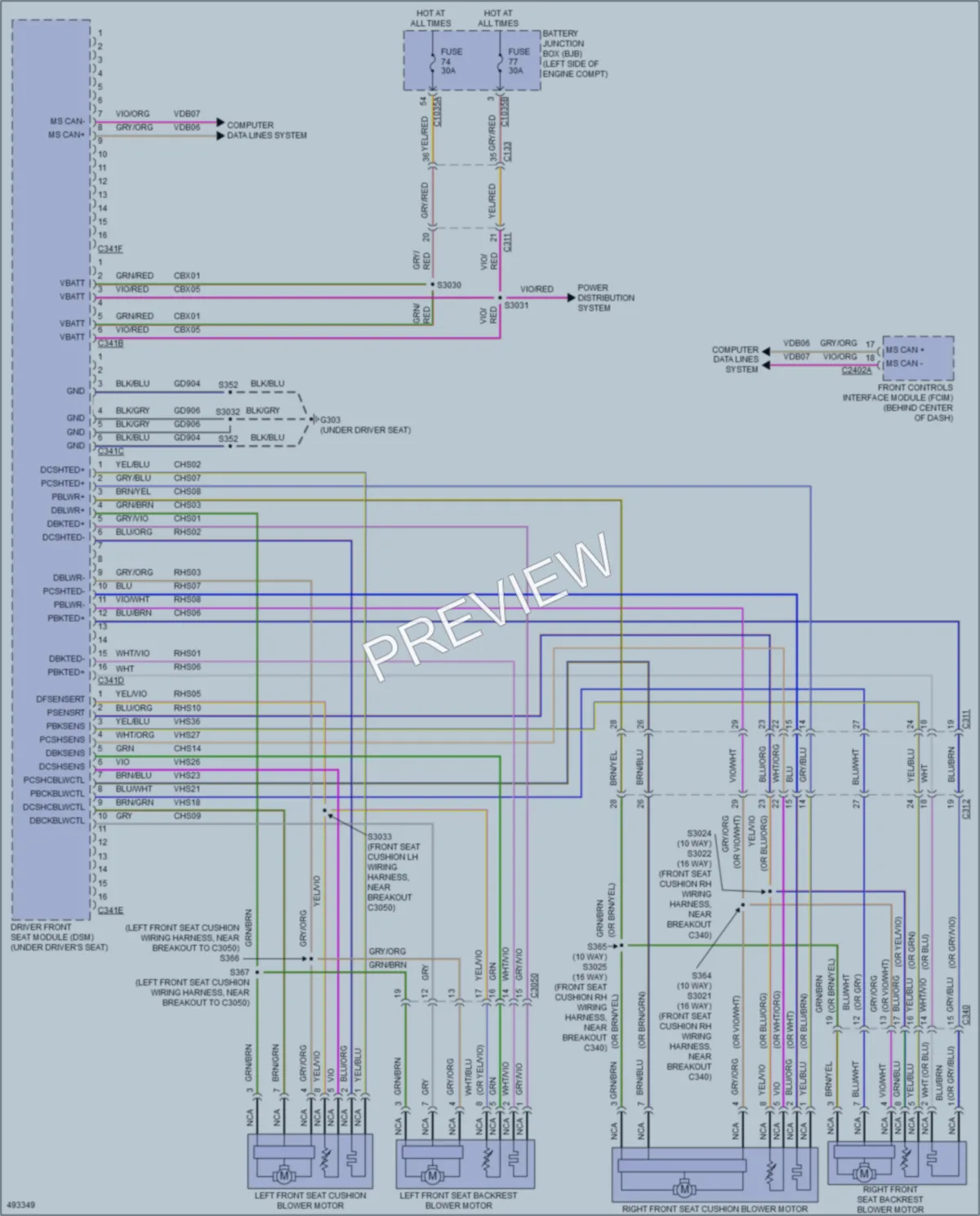 2016 Lincoln MKX Power Seats wiring diagram preview