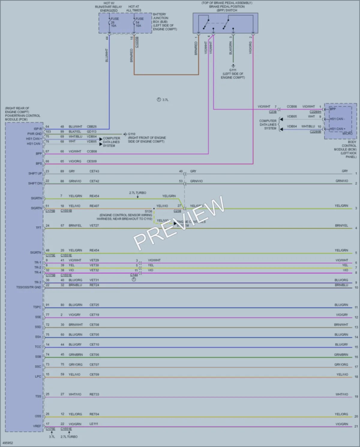 2016 Lincoln MKX Transmission wiring diagram preview