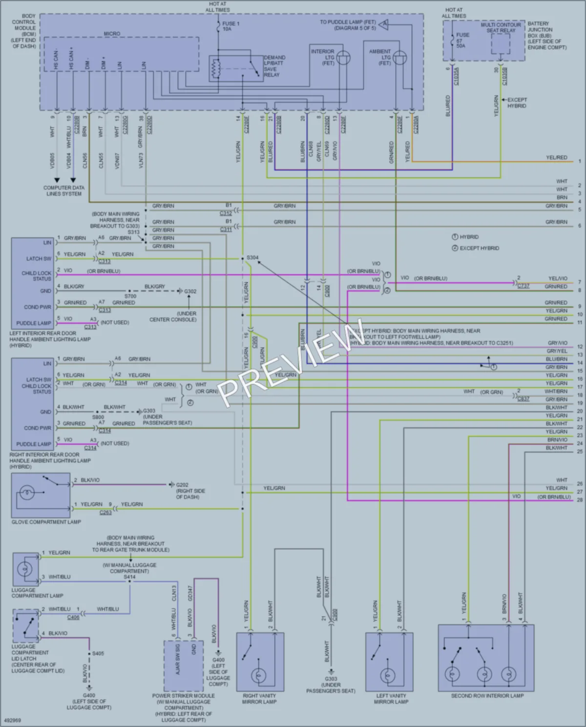 2016 Lincoln MKZ Interior Lights wiring diagram preview