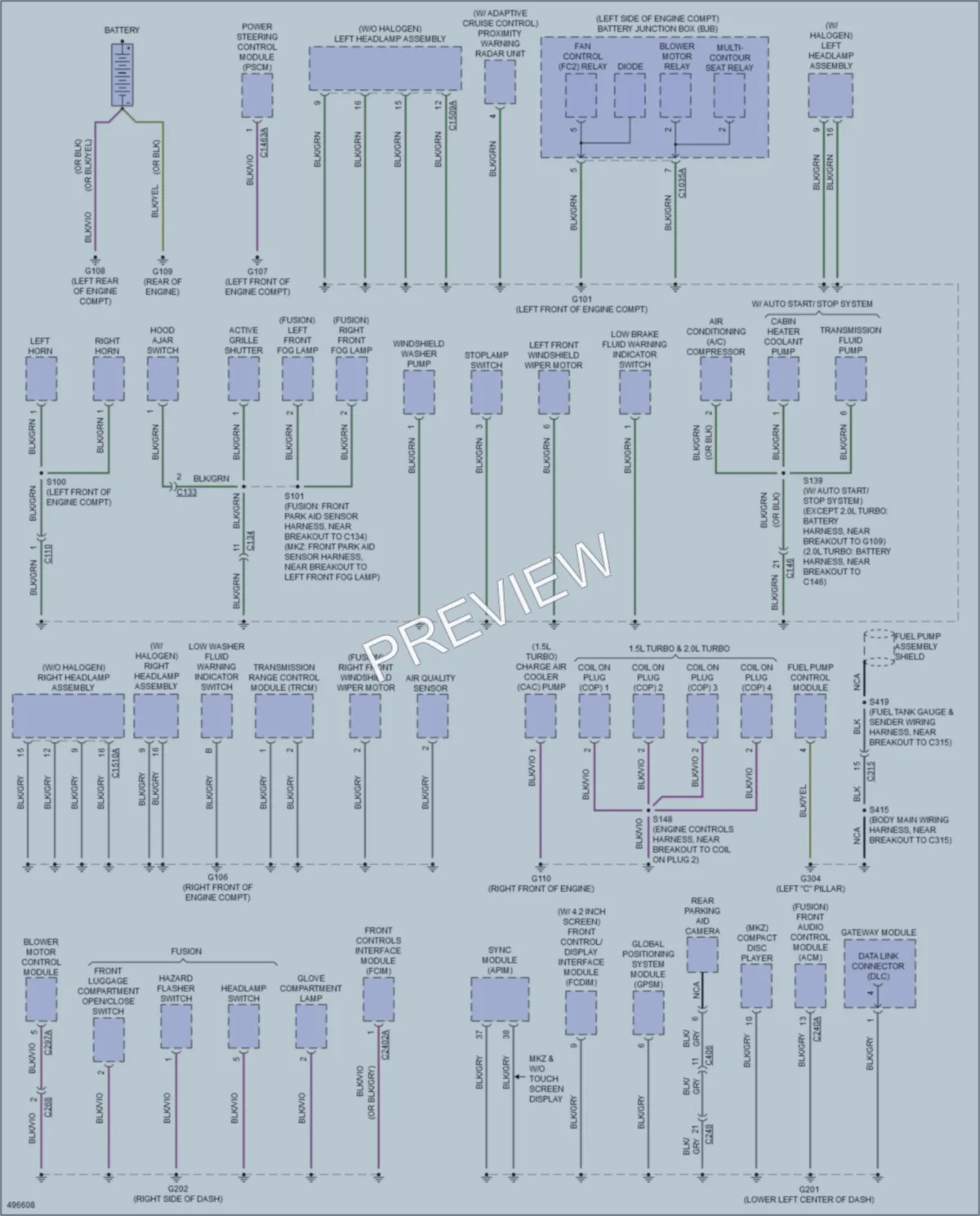 2016 Lincoln MKZHybrid Ground Distribution wiring diagram preview