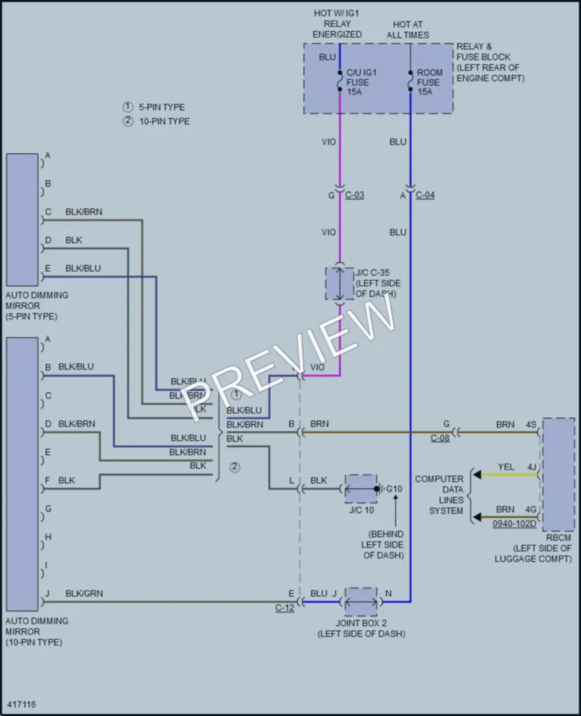2016 Mazda 3 Power Mirrors wiring diagram preview