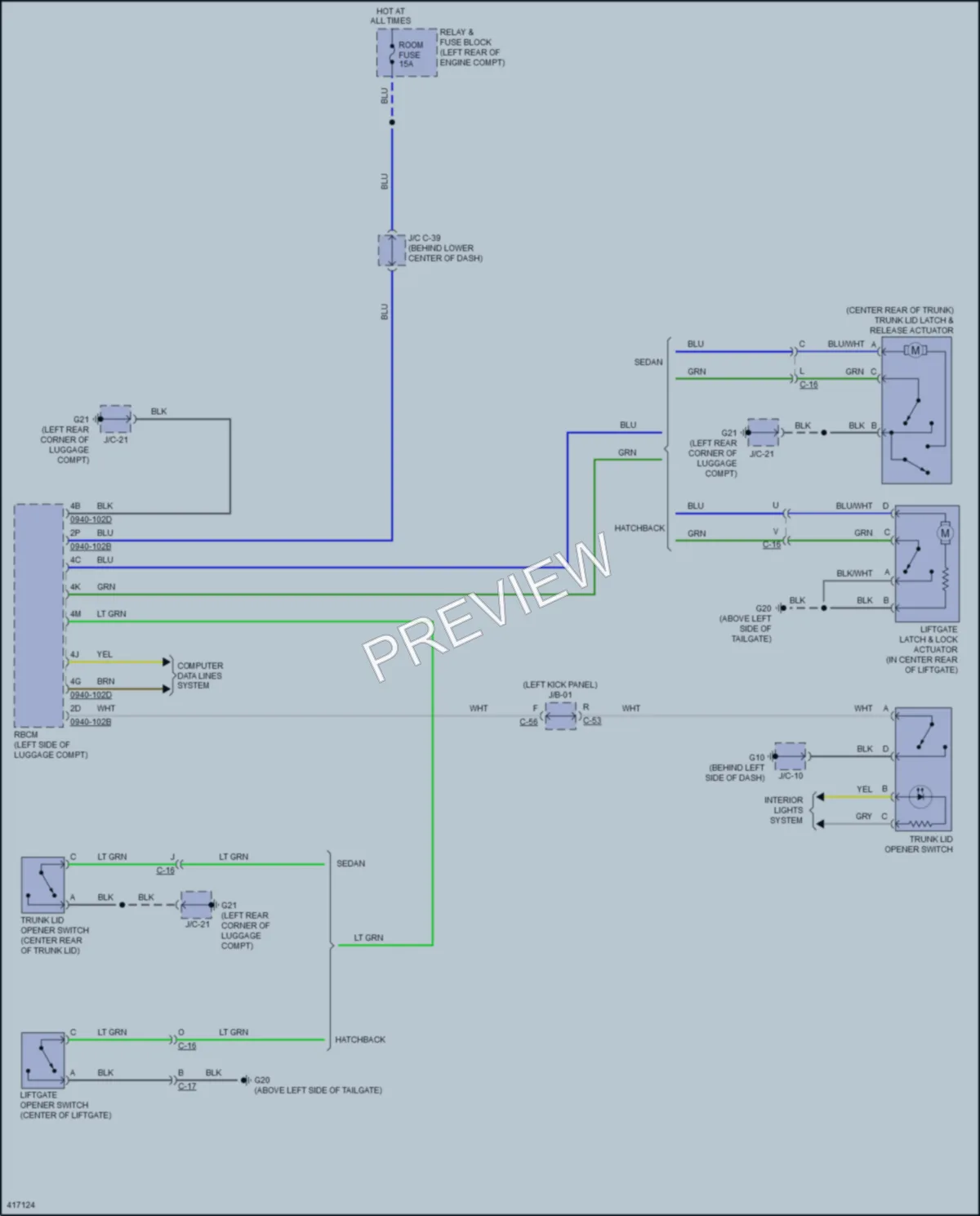 2016 Mazda 3 Trunk Tailgate Fuel Door wiring diagram preview