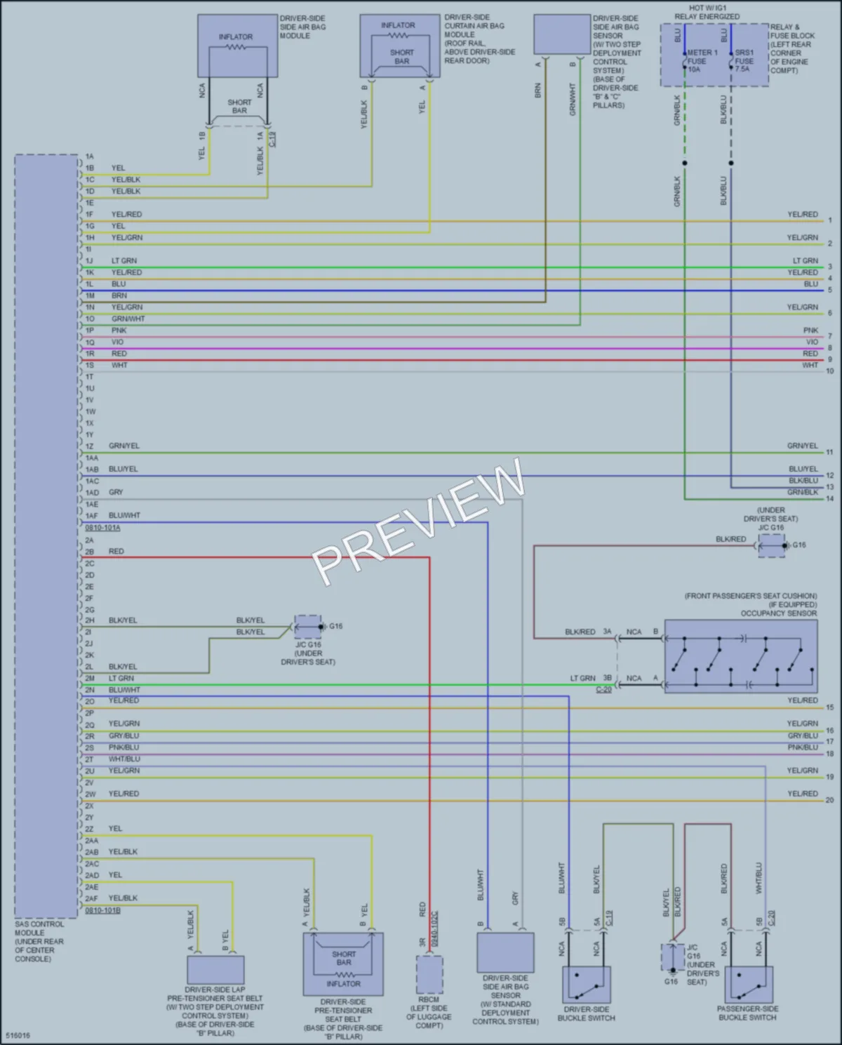 2016 Mazda 6 Supplemental Restraints wiring diagram preview