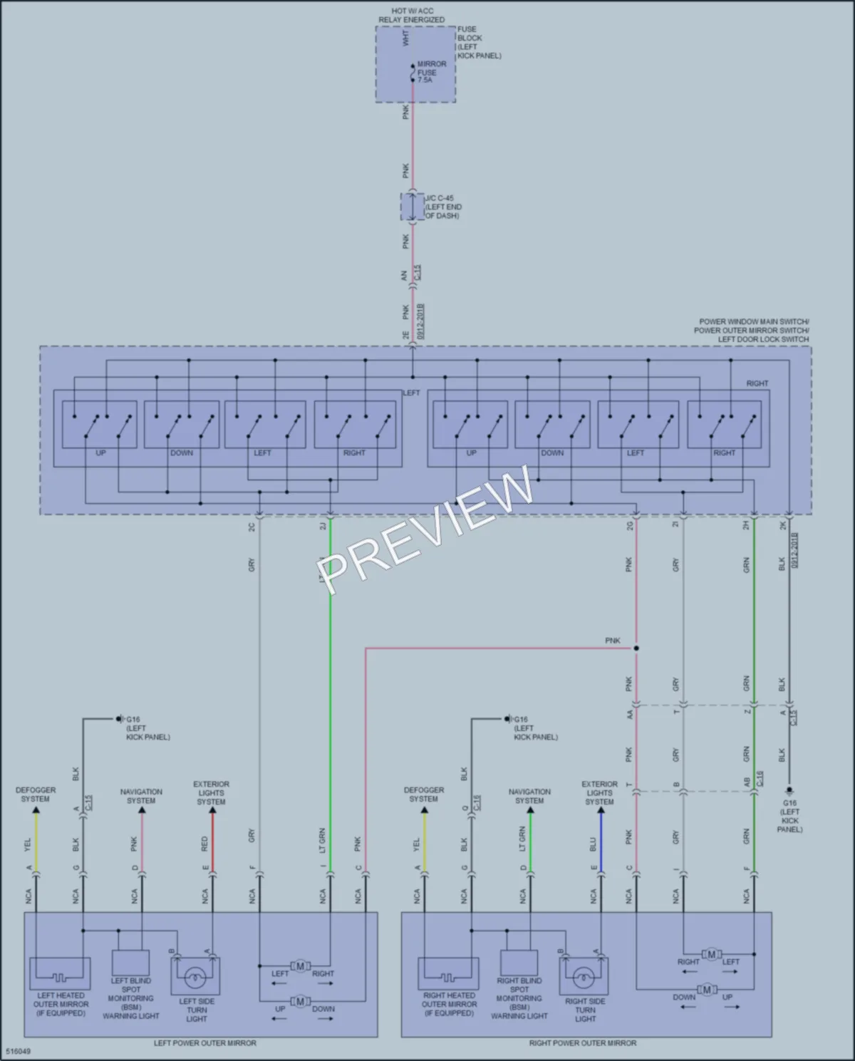 2016 Mazda CX3 Power Mirrors wiring diagram preview