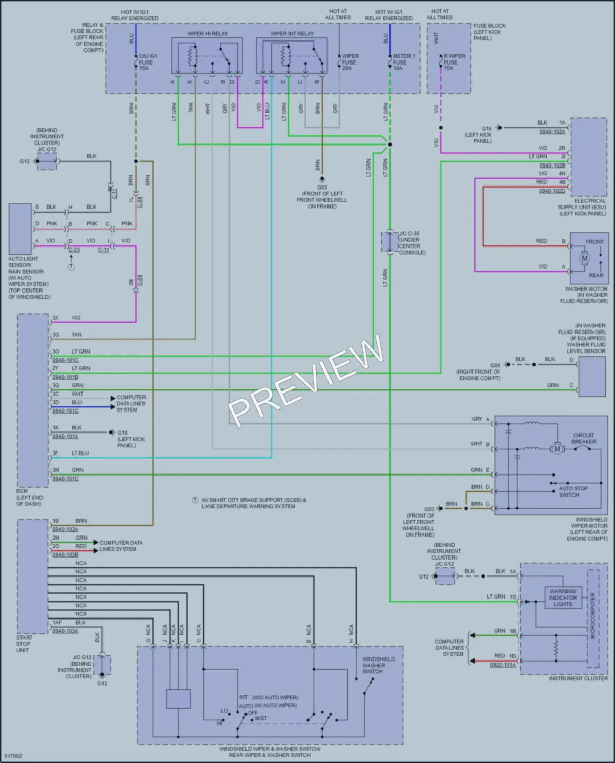 2016 Mazda CX3 Wiper Washer wiring diagram preview