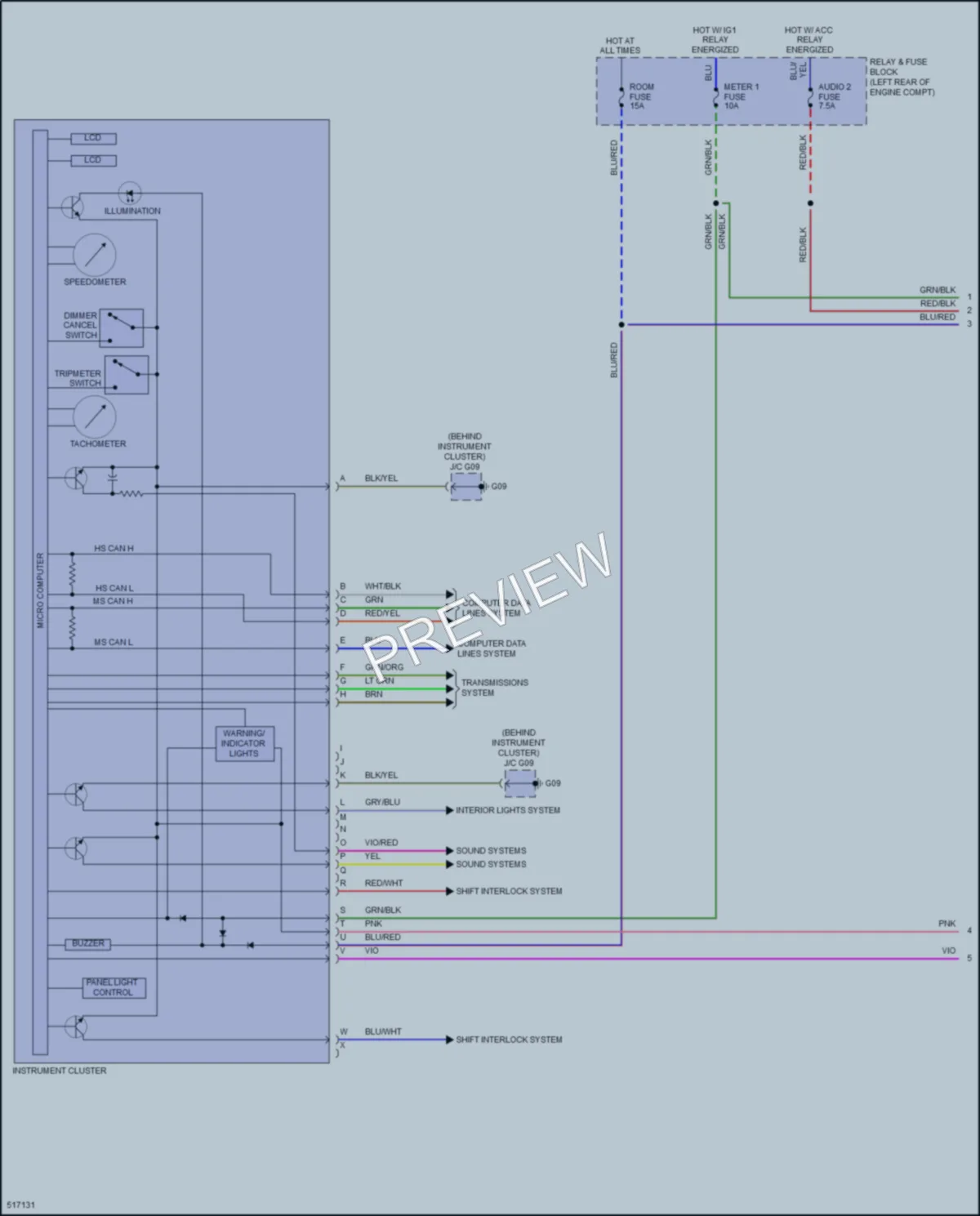 2016 Mazda CX5 Instrument Cluster wiring diagram preview