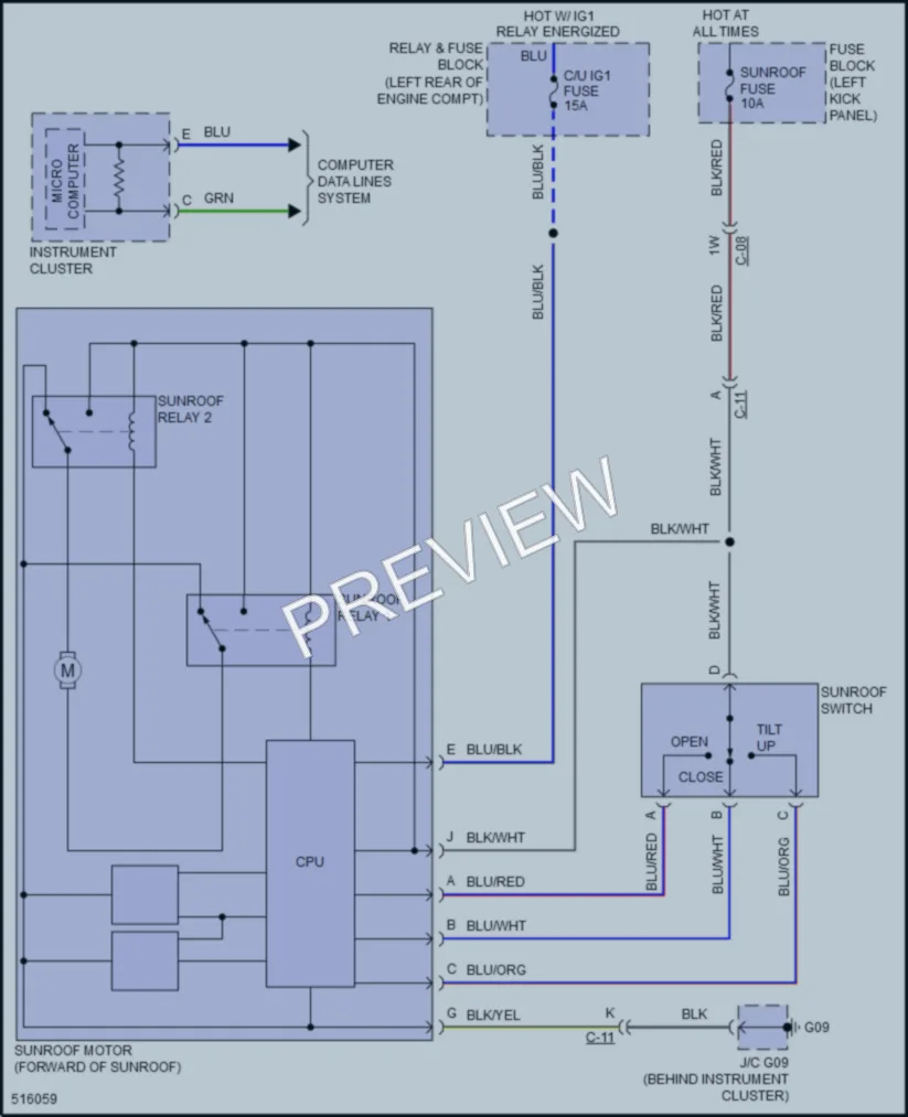 2016 Mazda CX5 Power Top Sunroof wiring diagram preview