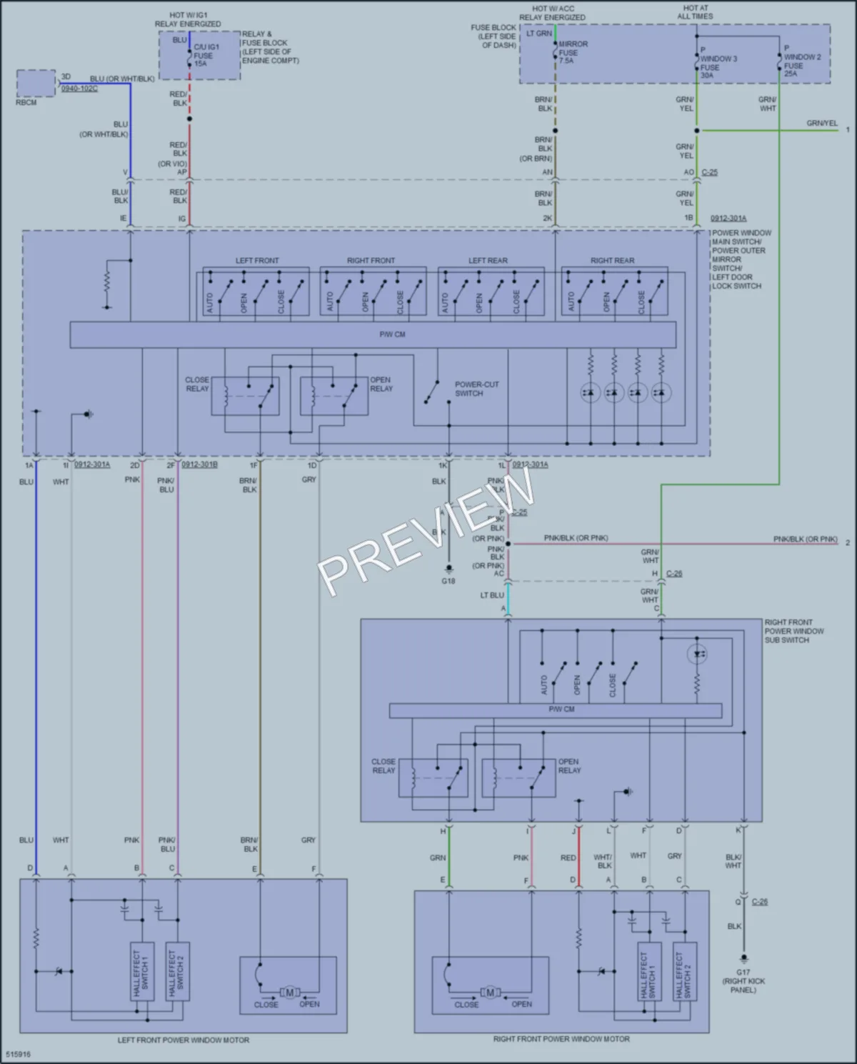 2016 Mazda CX9 Power Windows wiring diagram preview