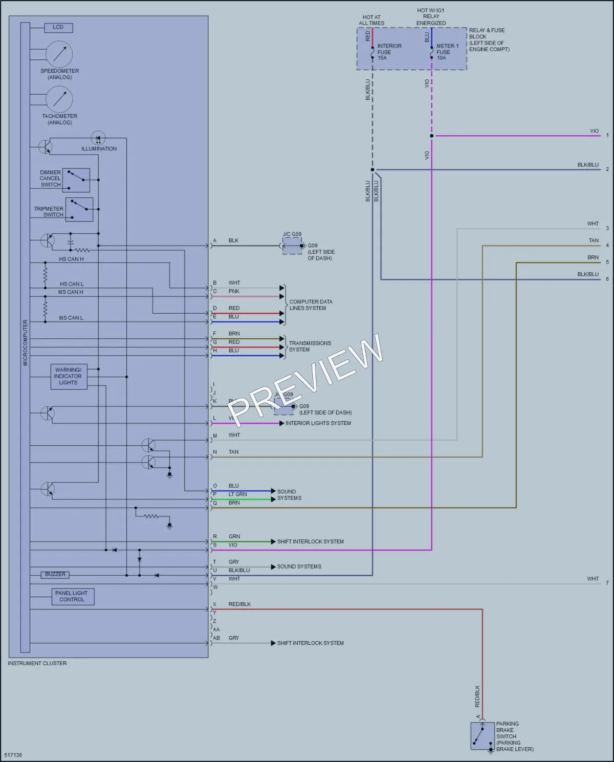 2016 Mazda MX5Miata Instrument Cluster wiring diagram preview