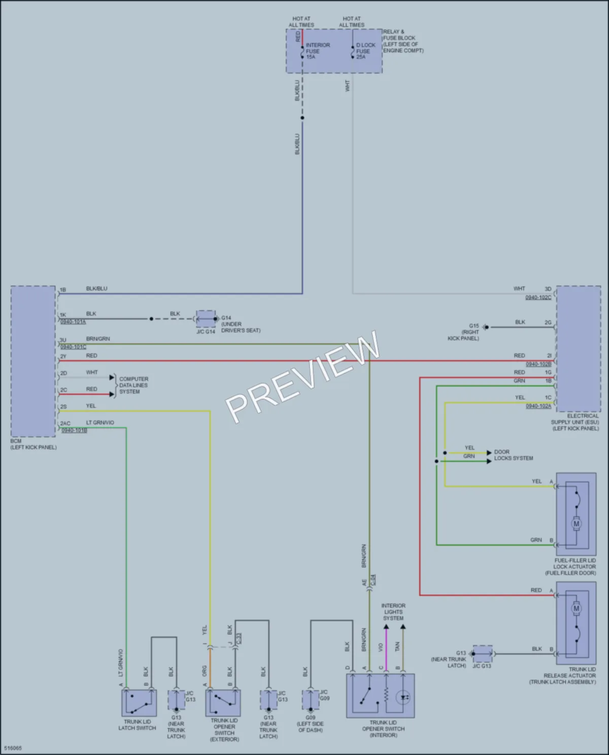 2016 Mazda MX5Miata Trunk Tailgate Fuel Door wiring diagram preview