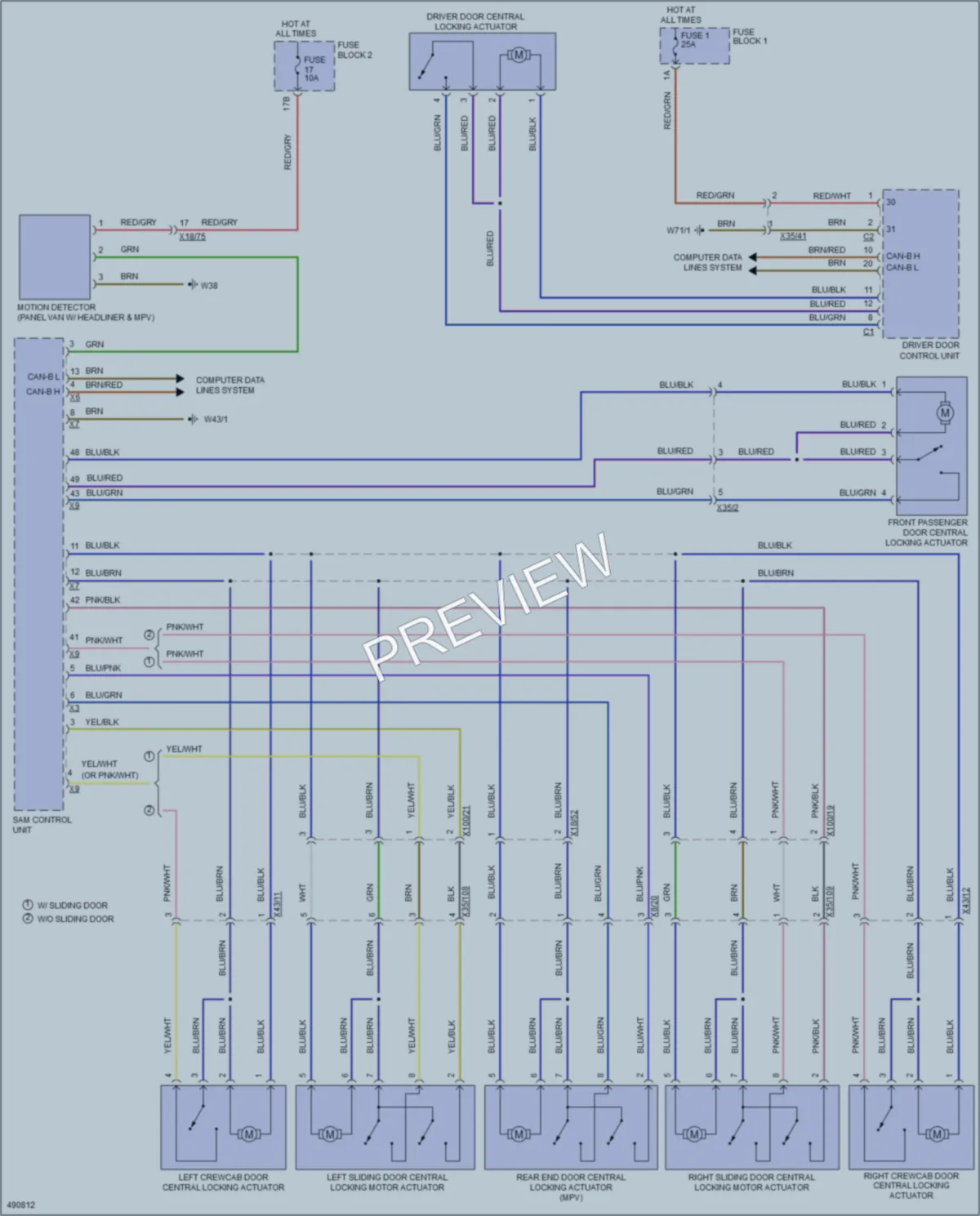 2016 MercedesBenz 2500Sprinter Power Door Locks wiring diagram preview