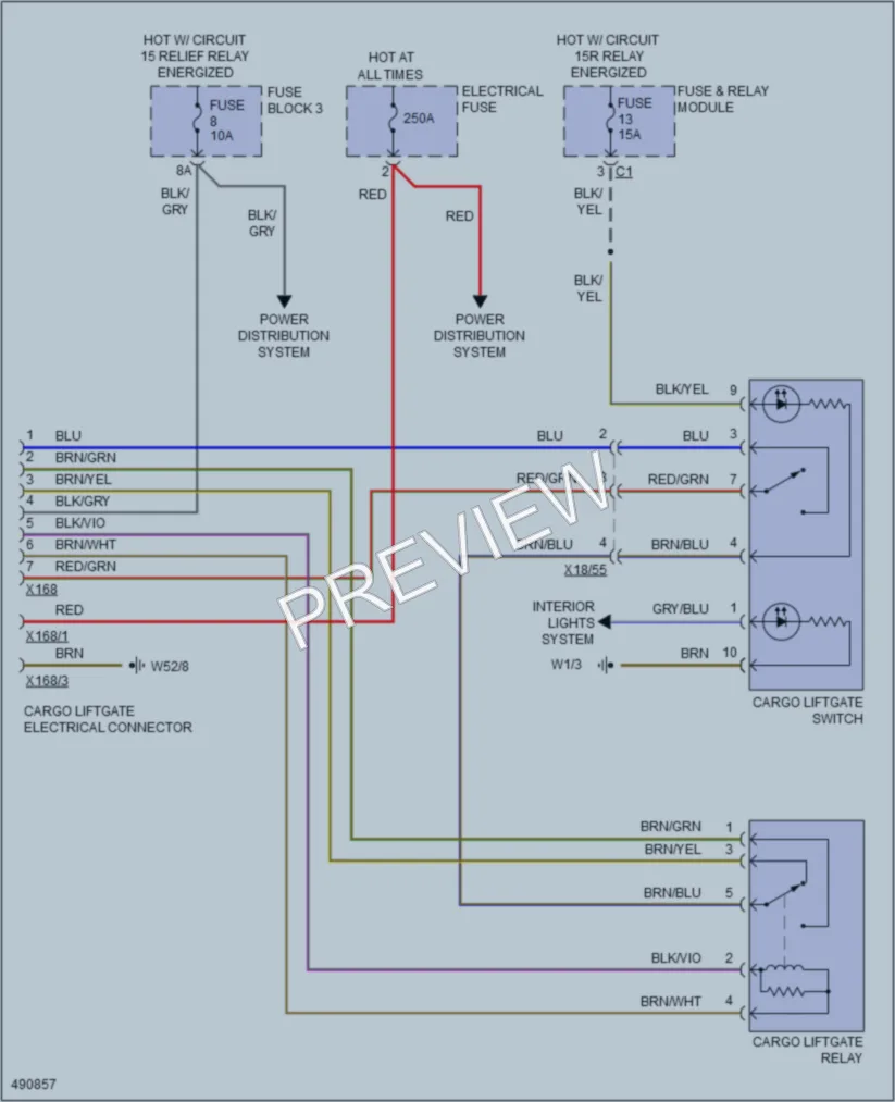 2016 MercedesBenz 2500Sprinter Trunk Tailgate Fuel Door wiring diagram preview