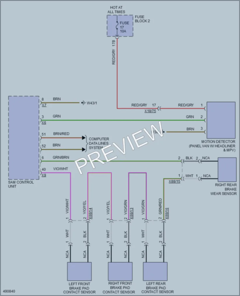 2016 MercedesBenz 2500Sprinter Warning Systems wiring diagram preview
